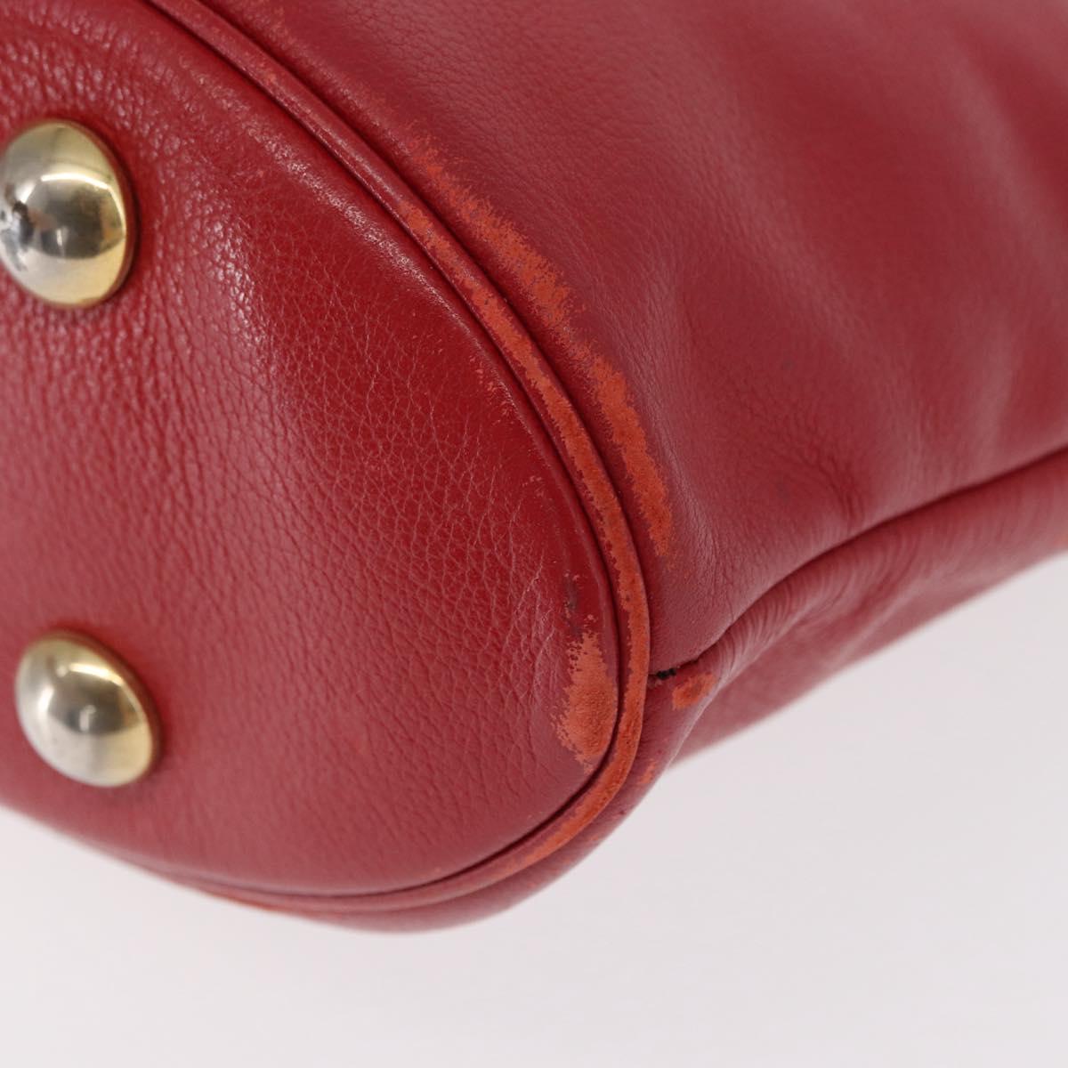 SAINT LAURENT Shoulder Bag Leather Red Gold Auth gh1500