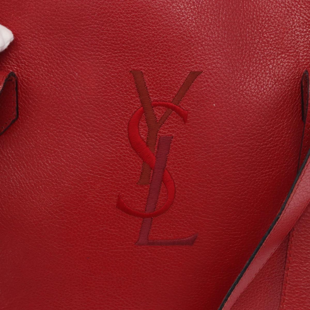 SAINT LAURENT Shoulder Bag Leather Red Gold Auth gh1500