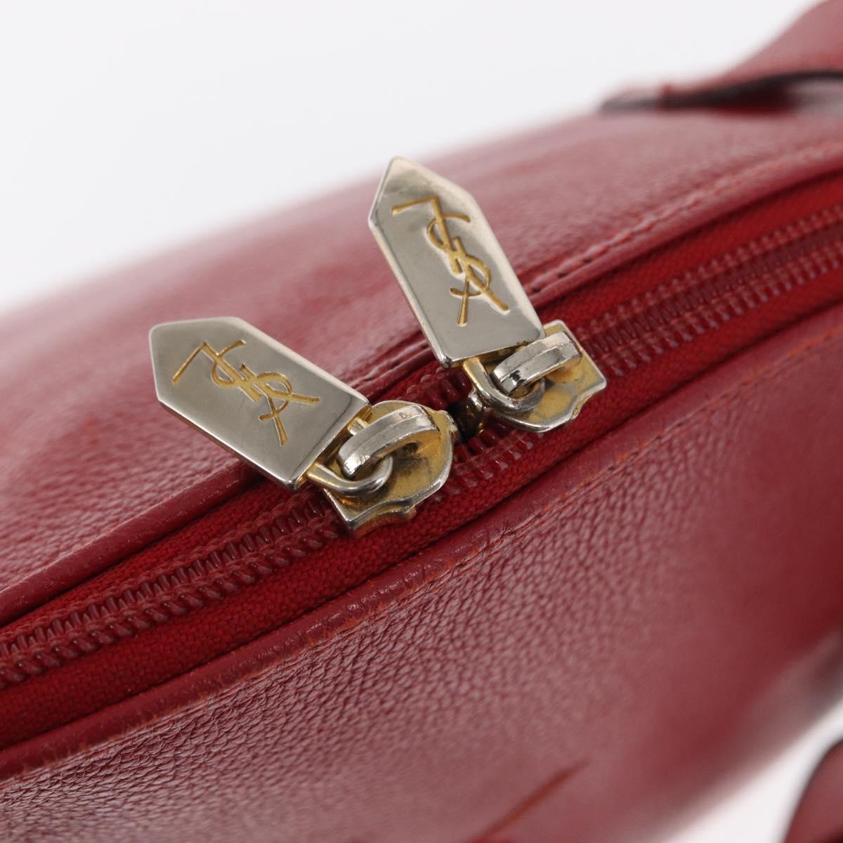 SAINT LAURENT Shoulder Bag Leather Red Gold Auth gh1500