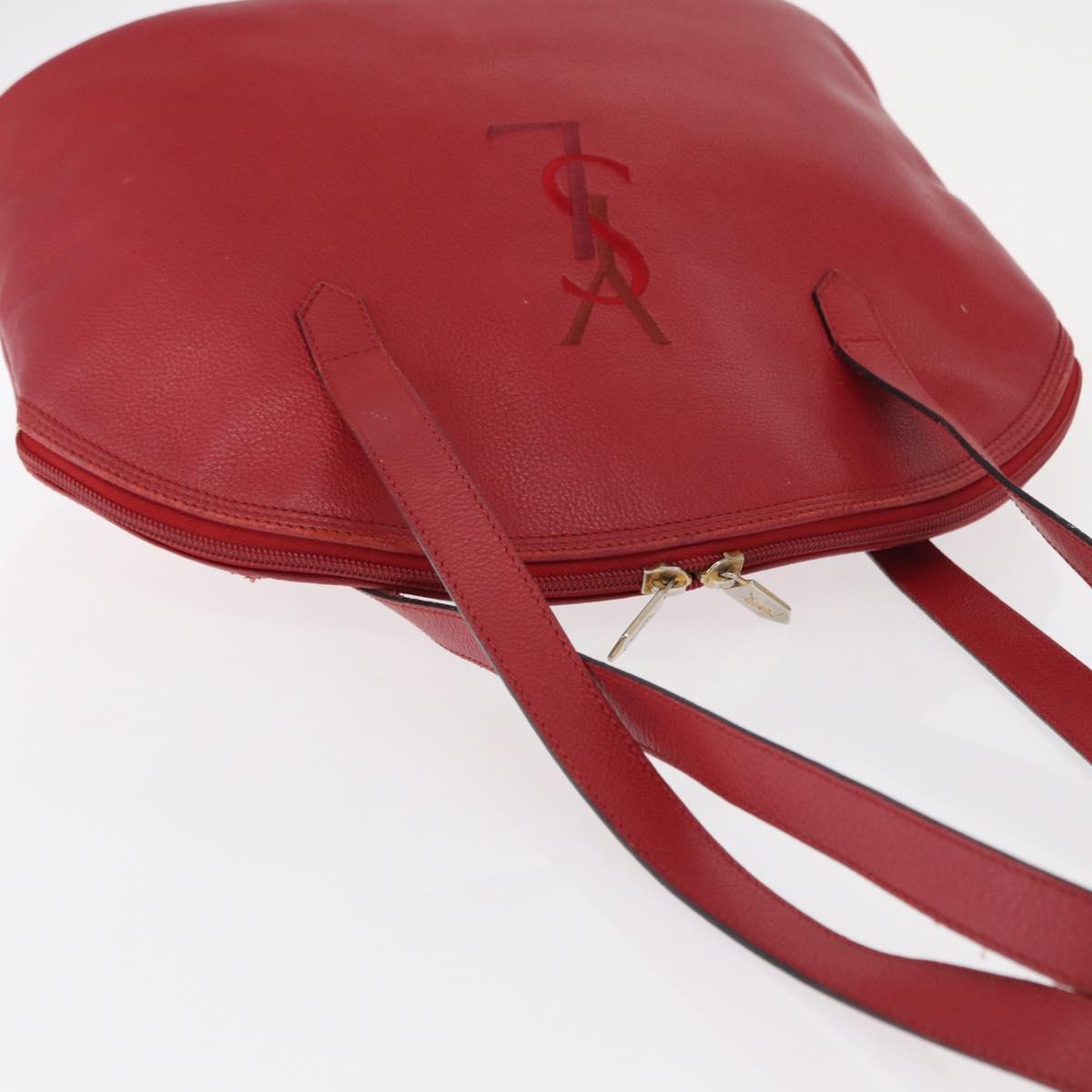 SAINT LAURENT Shoulder Bag Leather Red Gold Auth gh1500