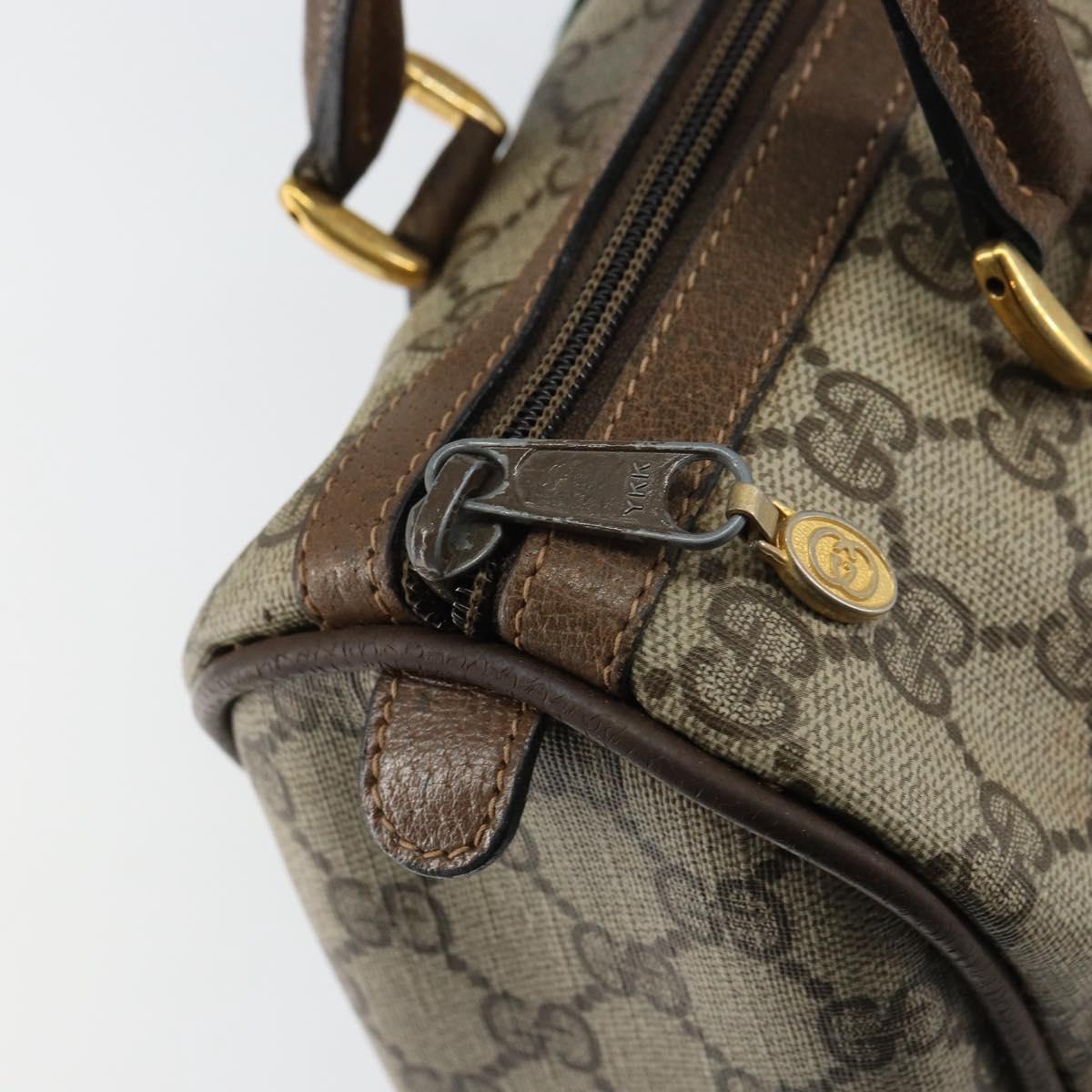 GUCCI GG Supreme Web Sherry Line Boston Bag PVC Beige Gold 40 02 006 Auth gh1505