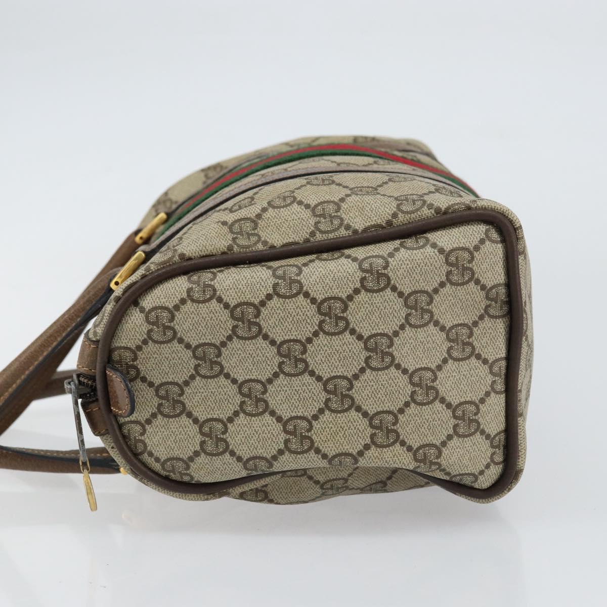 GUCCI GG Supreme Web Sherry Line Boston Bag PVC Beige Gold 40 02 006 Auth gh1505