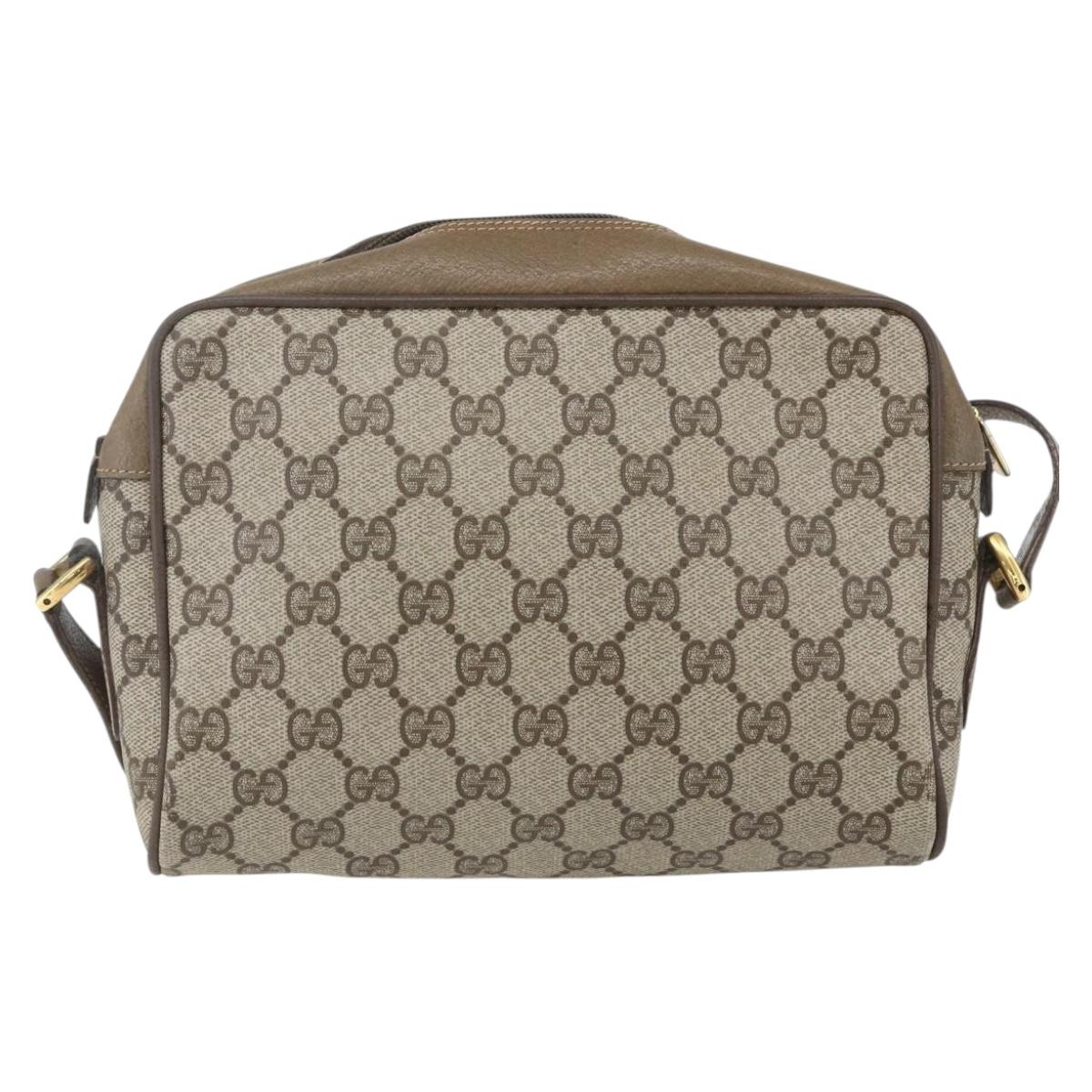 GUCCI GG Supreme Web Sherry Line Bag PVC Beige Gold 56 02 087 Auth gh1506