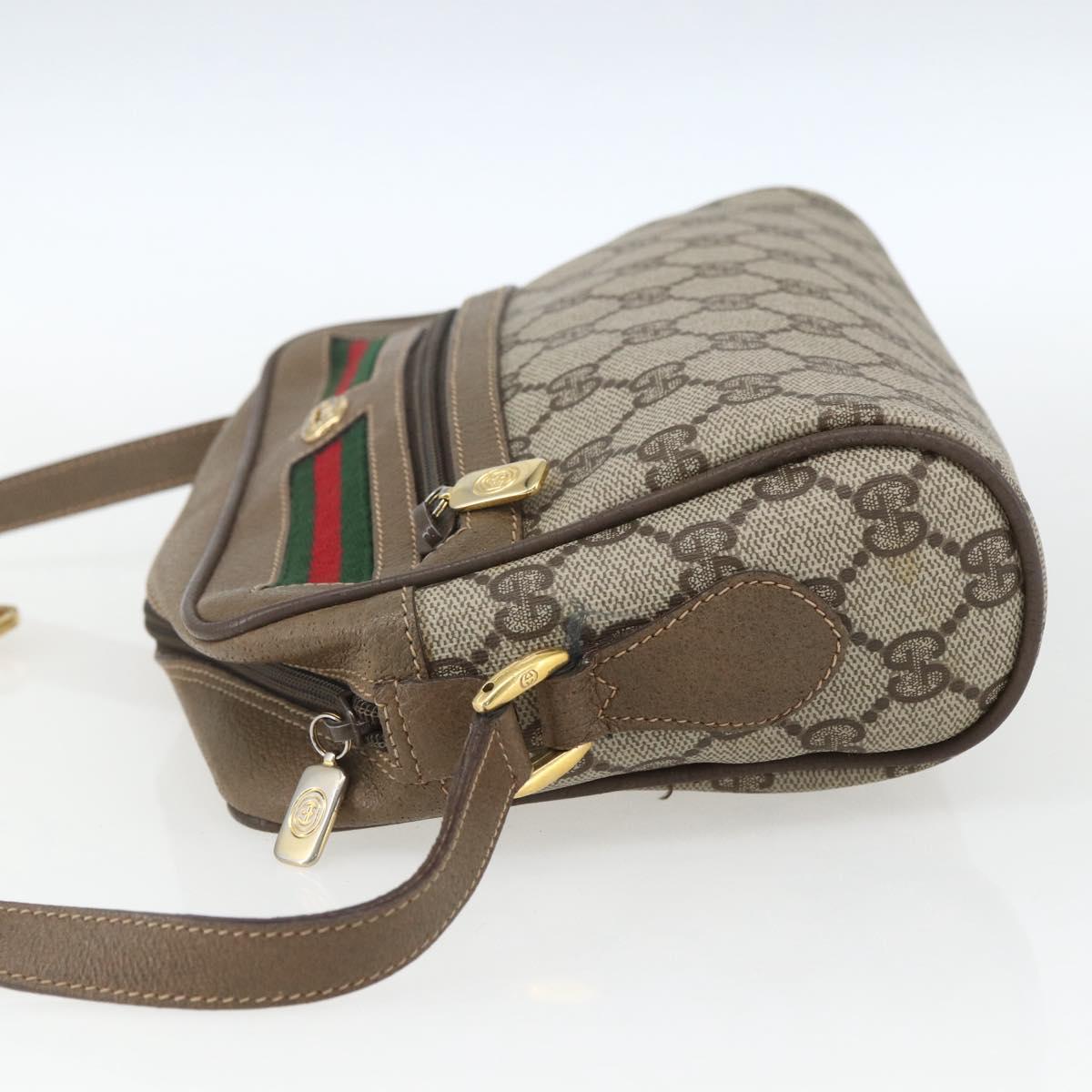 GUCCI GG Supreme Web Sherry Line Bag PVC Beige Gold 56 02 087 Auth gh1506