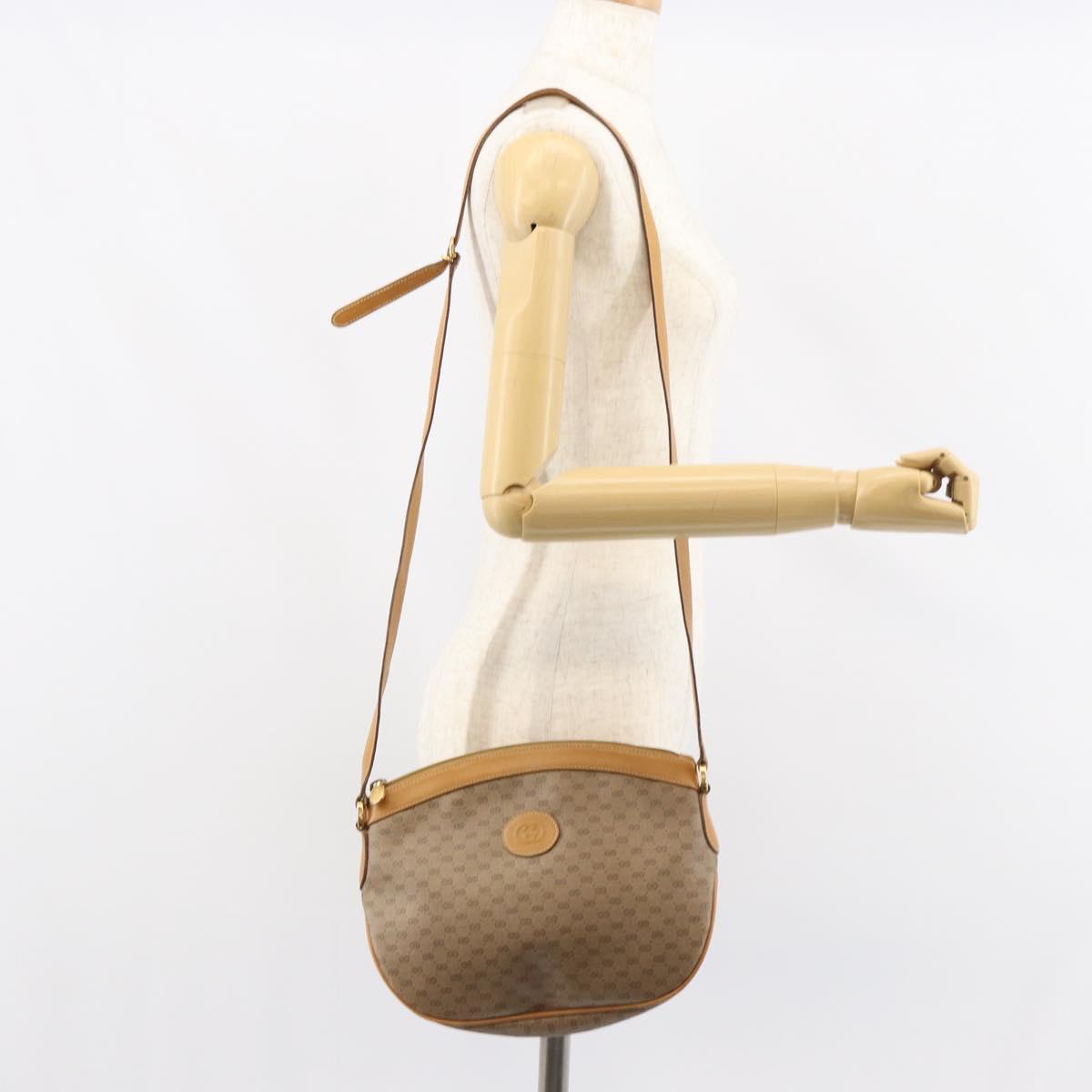 GUCCI Micro GG Supreme Shoulder Bag PVC Beige Gold 007 87 0096 Auth gh1507