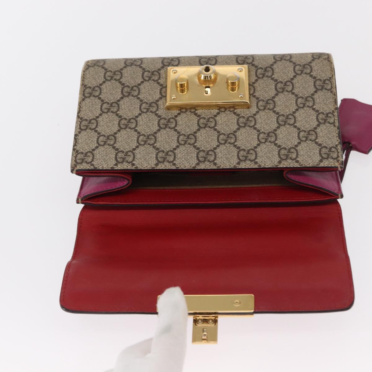 GUCCI GG Supreme Chain Shoulder Bag PVC Beige Gold 409487 Auth gh1509