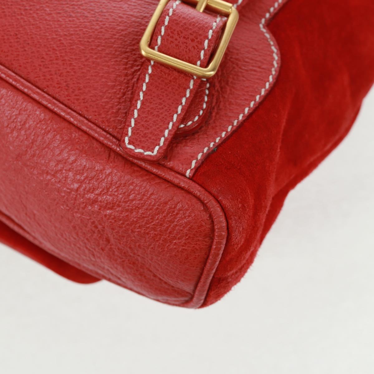 GUCCI Bamboo Backpack Suede Red Gold 003 1998 0030 Auth gh1510