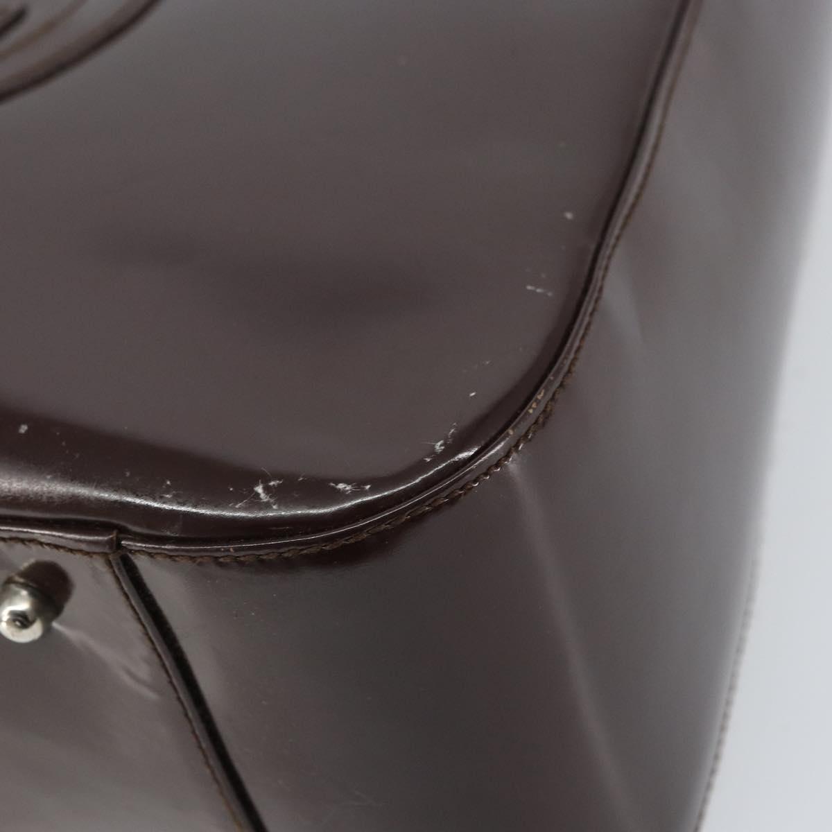 GUCCI Hand Bag Enamel Brown Silver 000 1013 0504 Auth gh1513