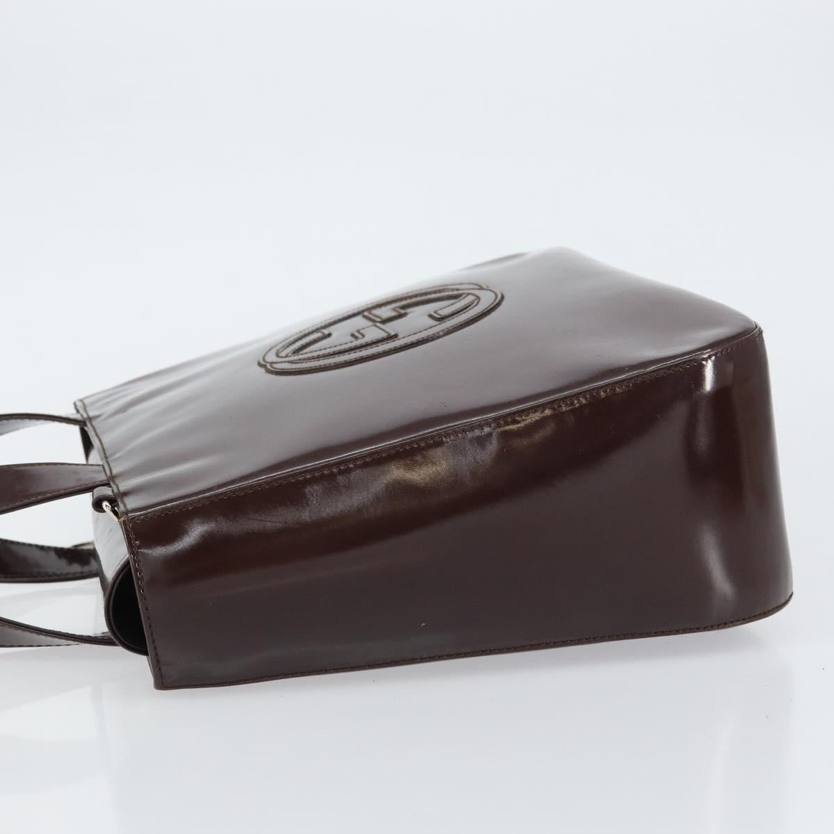 GUCCI Hand Bag Enamel Brown Silver 000 1013 0504 Auth gh1513