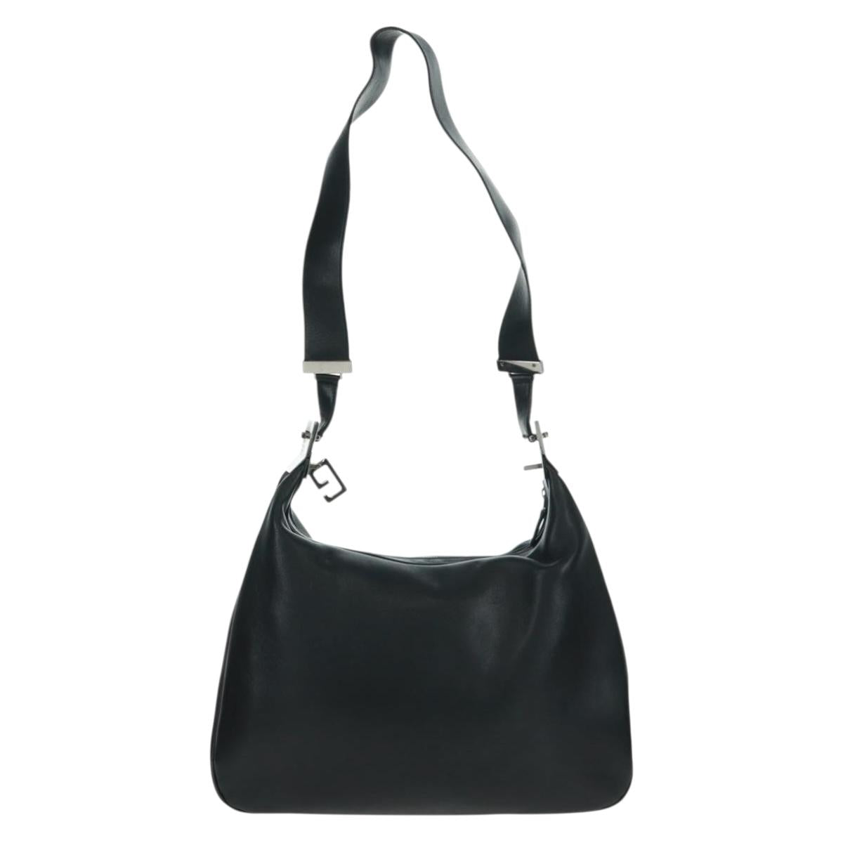 GUCCI Shoulder Bag Leather Black Silver 001 3341 3444 Auth gh1514