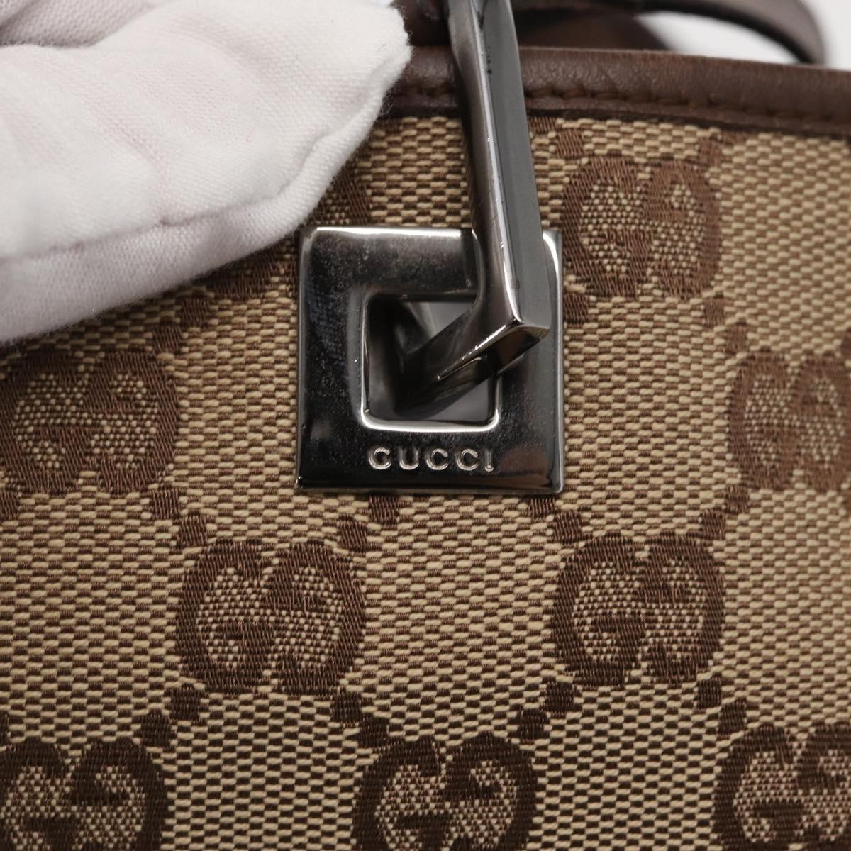 GUCCI GG Canvas Tote Bag Beige Silver 31242 Auth gh1518