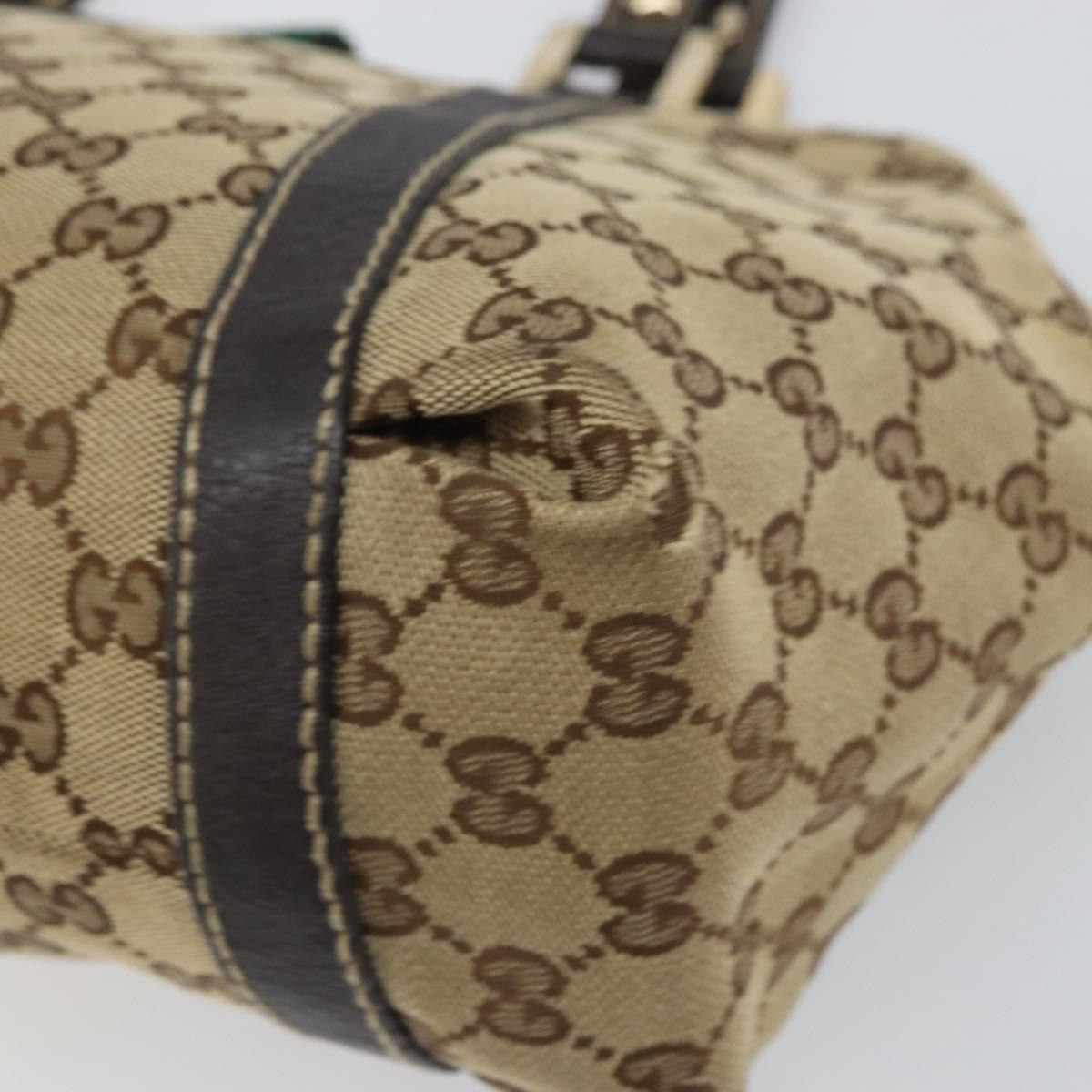 GUCCI GG Canvas Web Sherry Line Tote Bag Beige Gold 211937 Auth gh1522