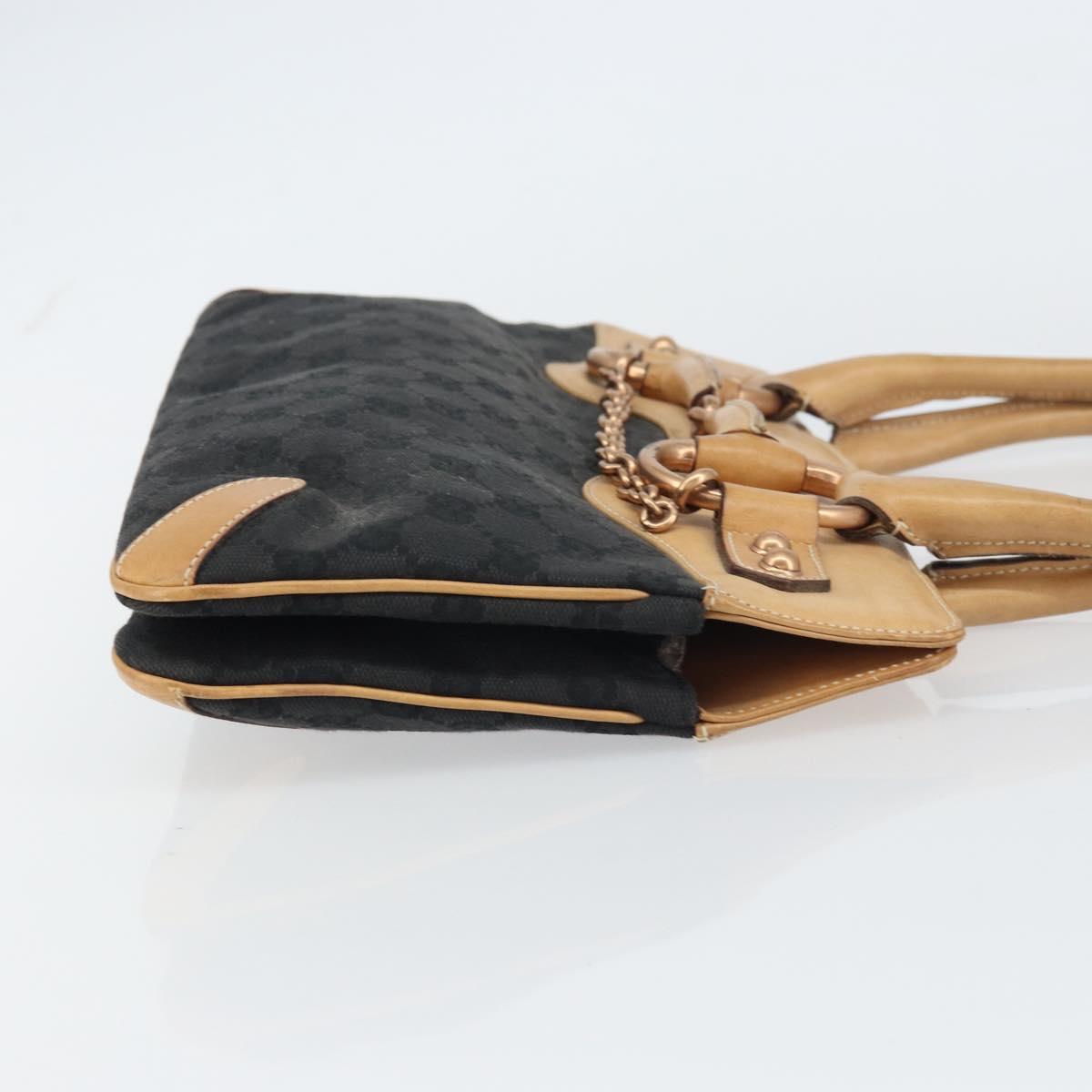 GUCCI GG Canvas Tote Bag Black Gold 114913 Auth gh1523