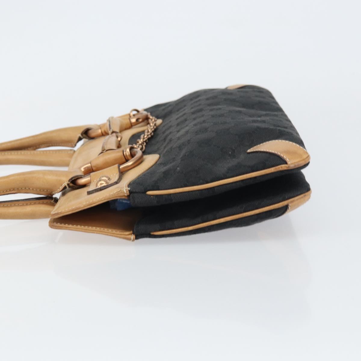 GUCCI GG Canvas Tote Bag Black Gold 114913 Auth gh1523