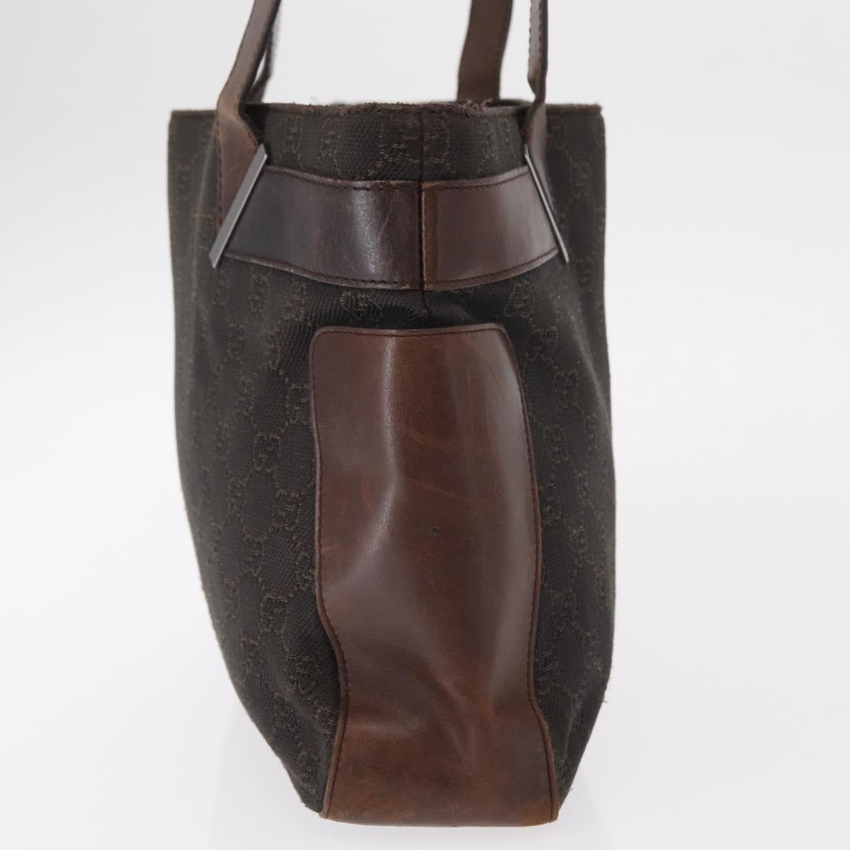 GUCCI GG Canvas Tote Bag Brown Silver 73983 Auth gh1524