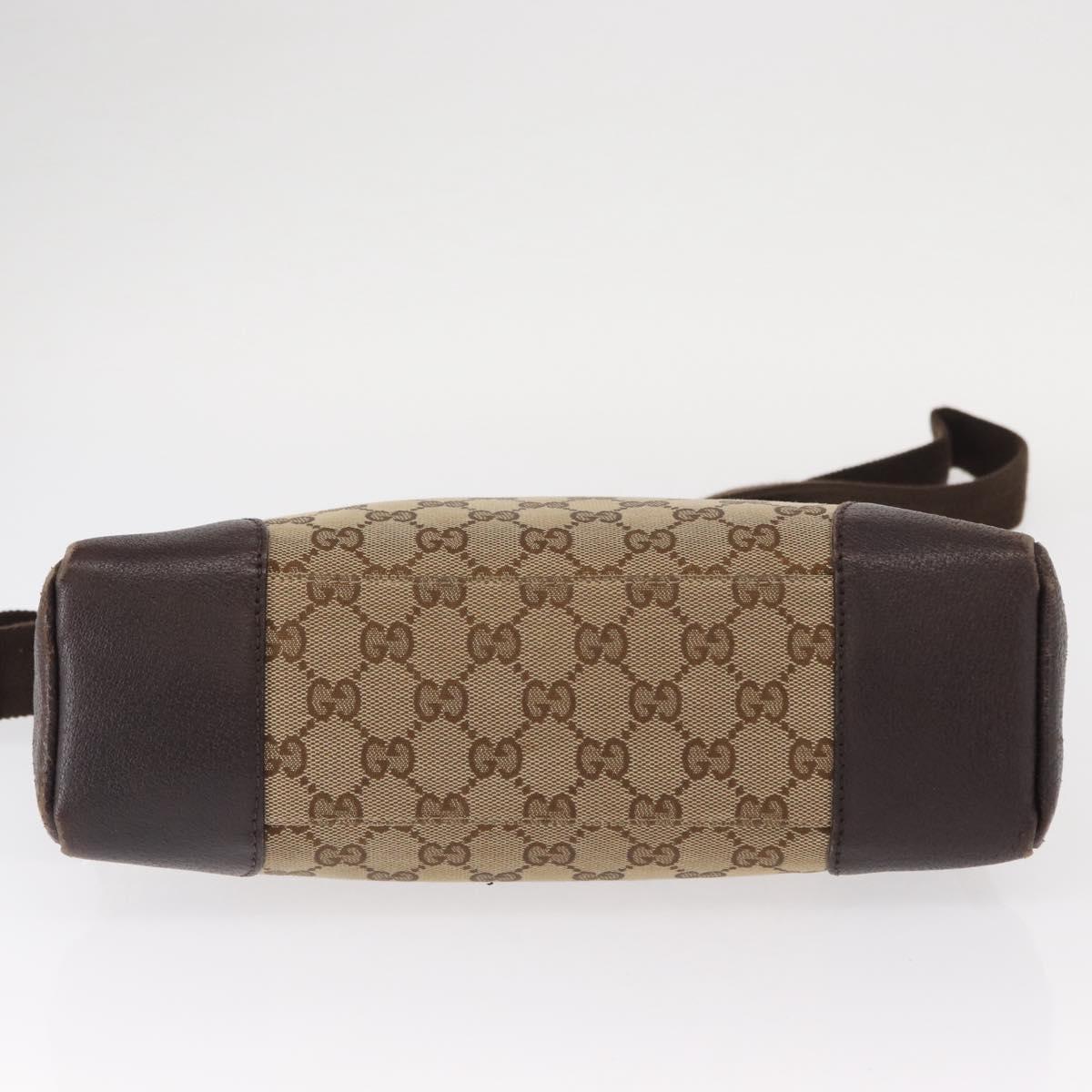 GUCCI GG Canvas Shoulder Bag Beige Silver 114273 Auth gh1525