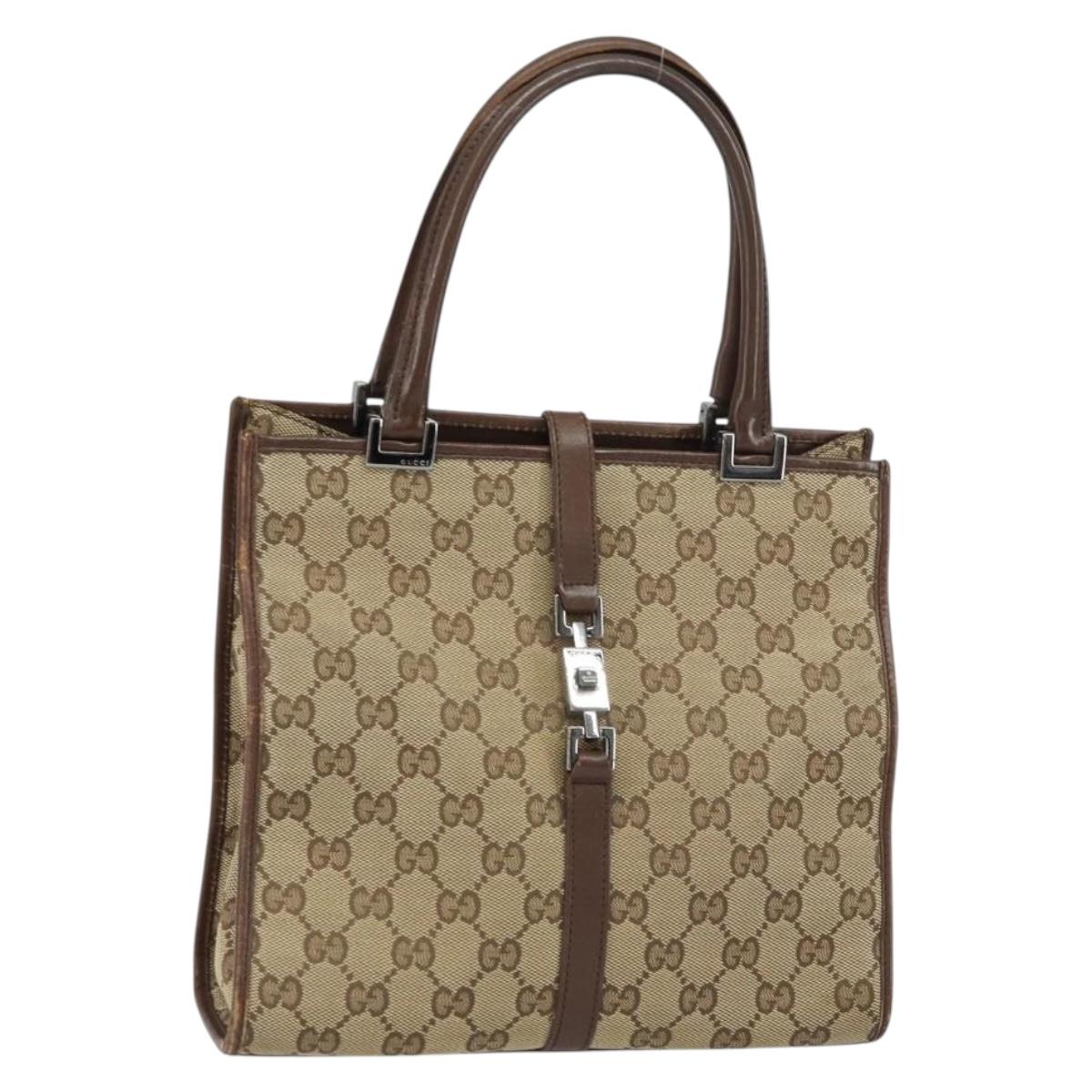 GUCCI GG Canvas Jackie Shoulder Bag Beige Silver 002 1065 3444 Auth gh1526