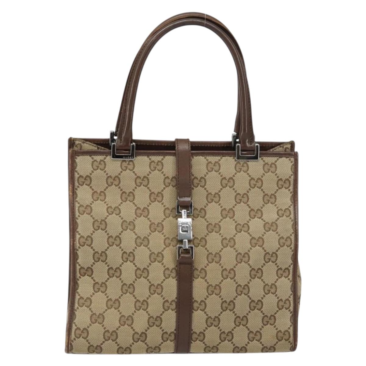 GUCCI GG Canvas Jackie Shoulder Bag Beige Silver 002 1065 3444 Auth gh1526