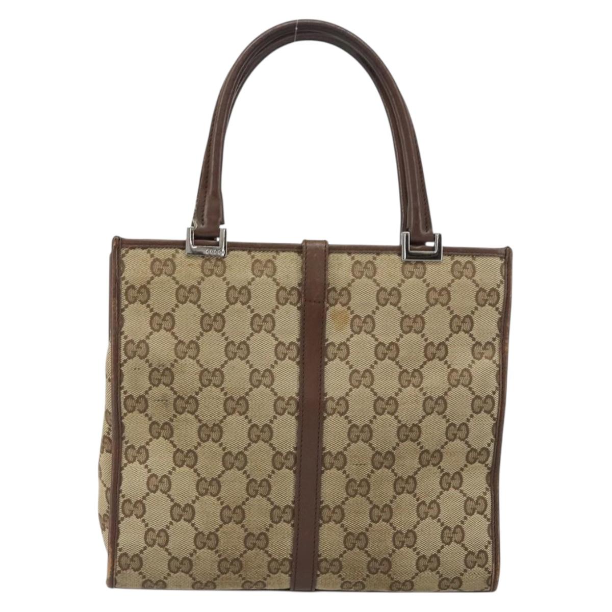 GUCCI GG Canvas Jackie Shoulder Bag Beige Silver 002 1065 3444 Auth gh1526