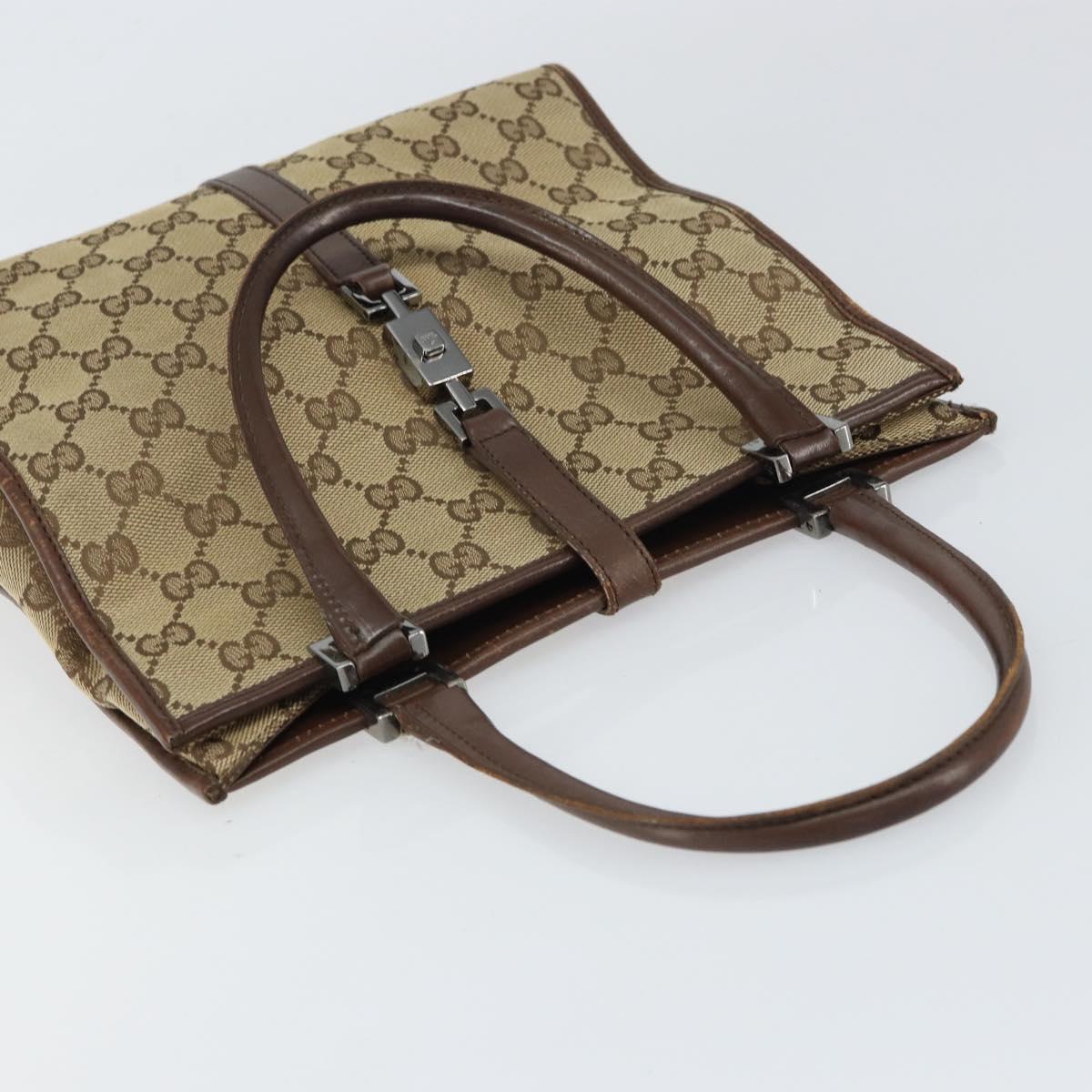GUCCI GG Canvas Jackie Shoulder Bag Beige Silver 002 1065 3444 Auth gh1526
