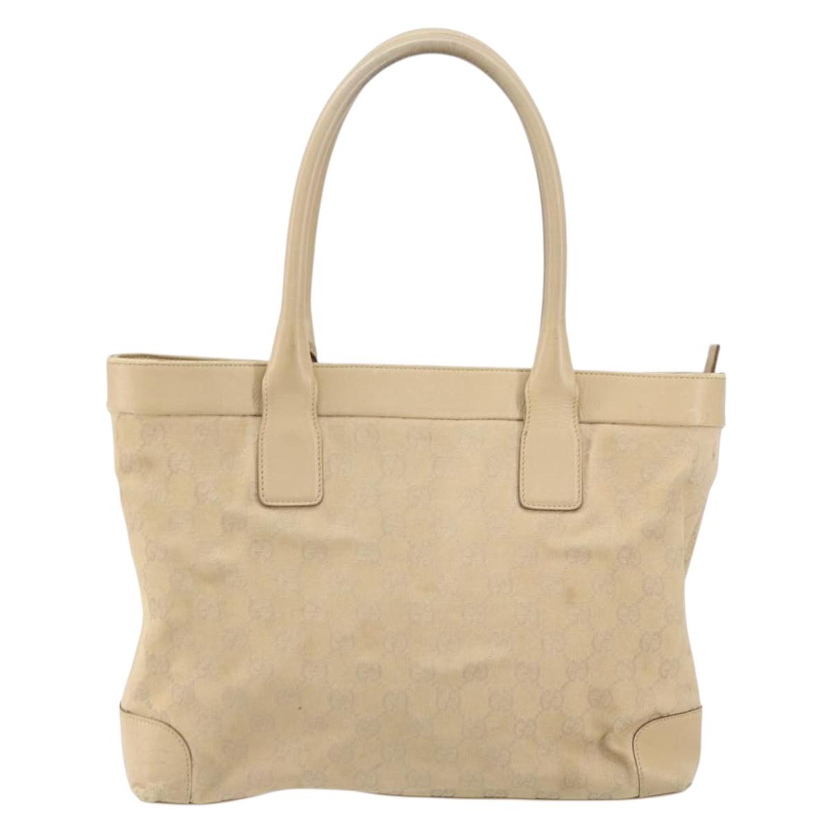 GUCCI GG Canvas Tote Bag Beige Gold 33890 Auth gh1529