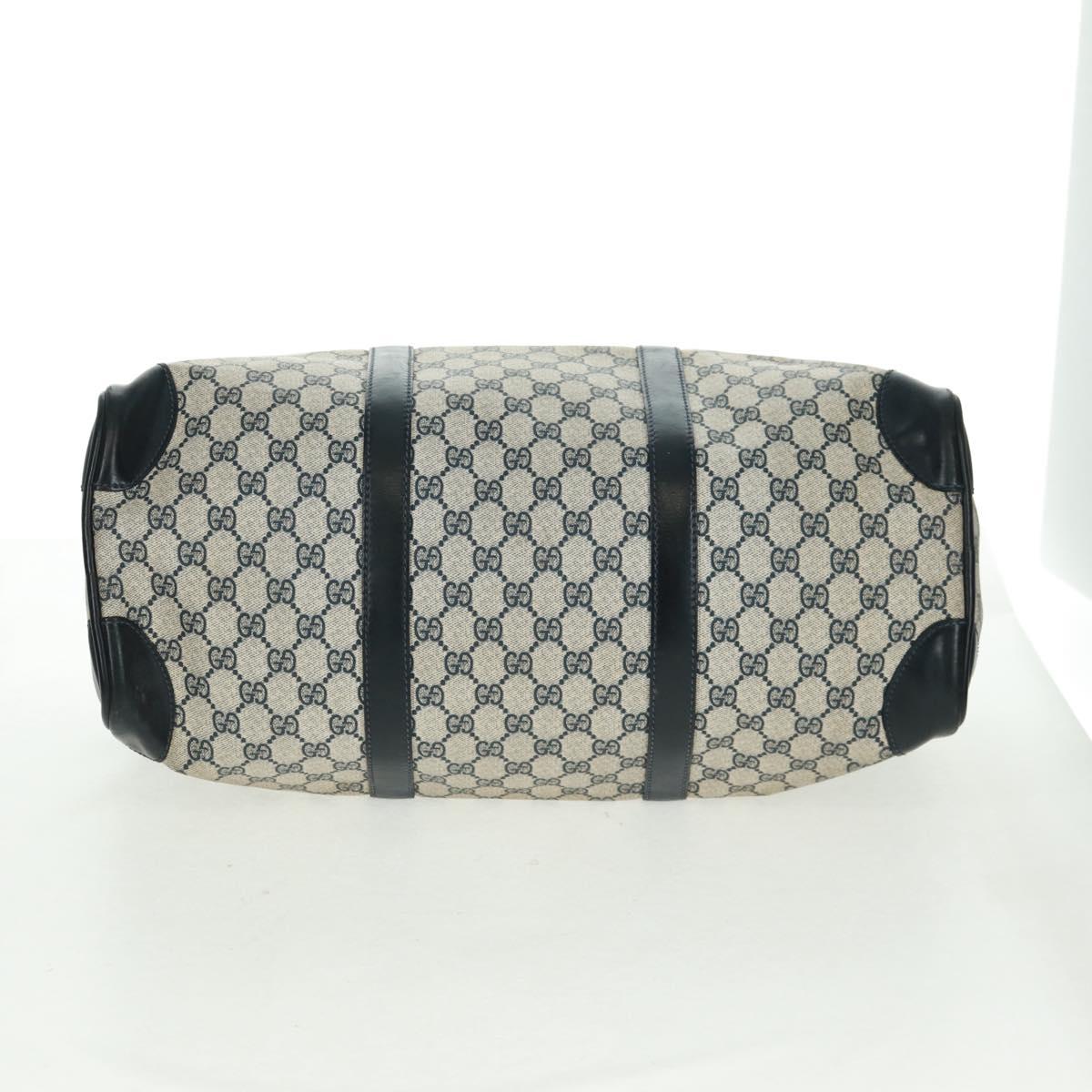 GUCCI GG Supreme Boston Bag PVC Navy Gold Auth gh1530