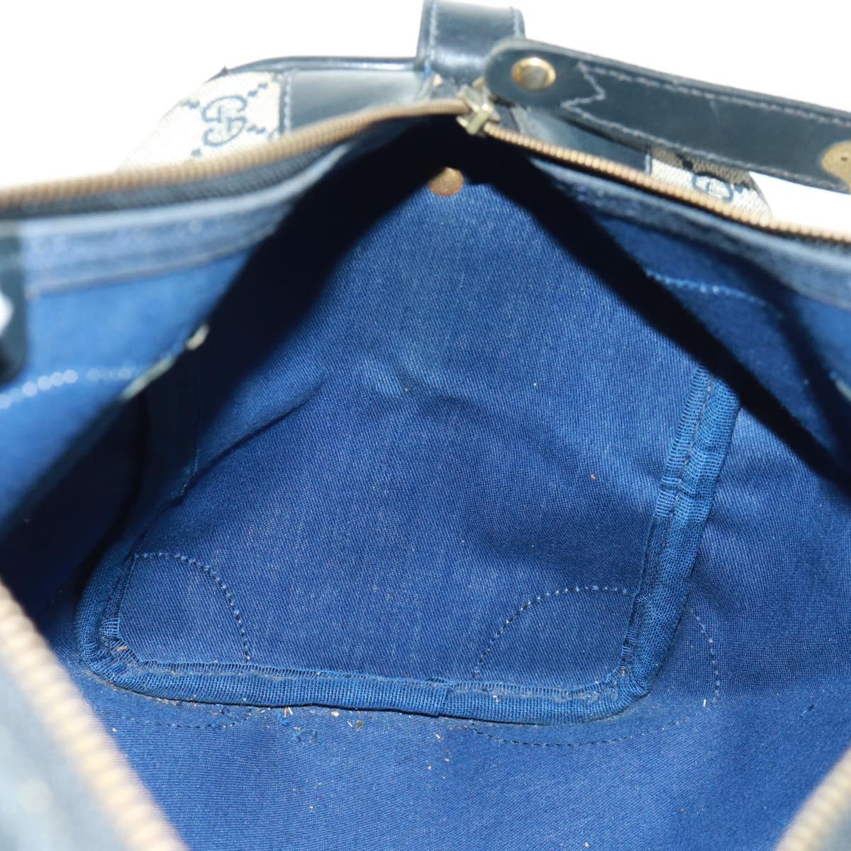 GUCCI GG Supreme Boston Bag PVC Navy Gold Auth gh1530