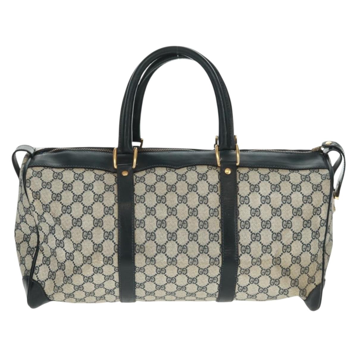 GUCCI GG Supreme Boston Bag PVC Navy Gold Auth gh1530