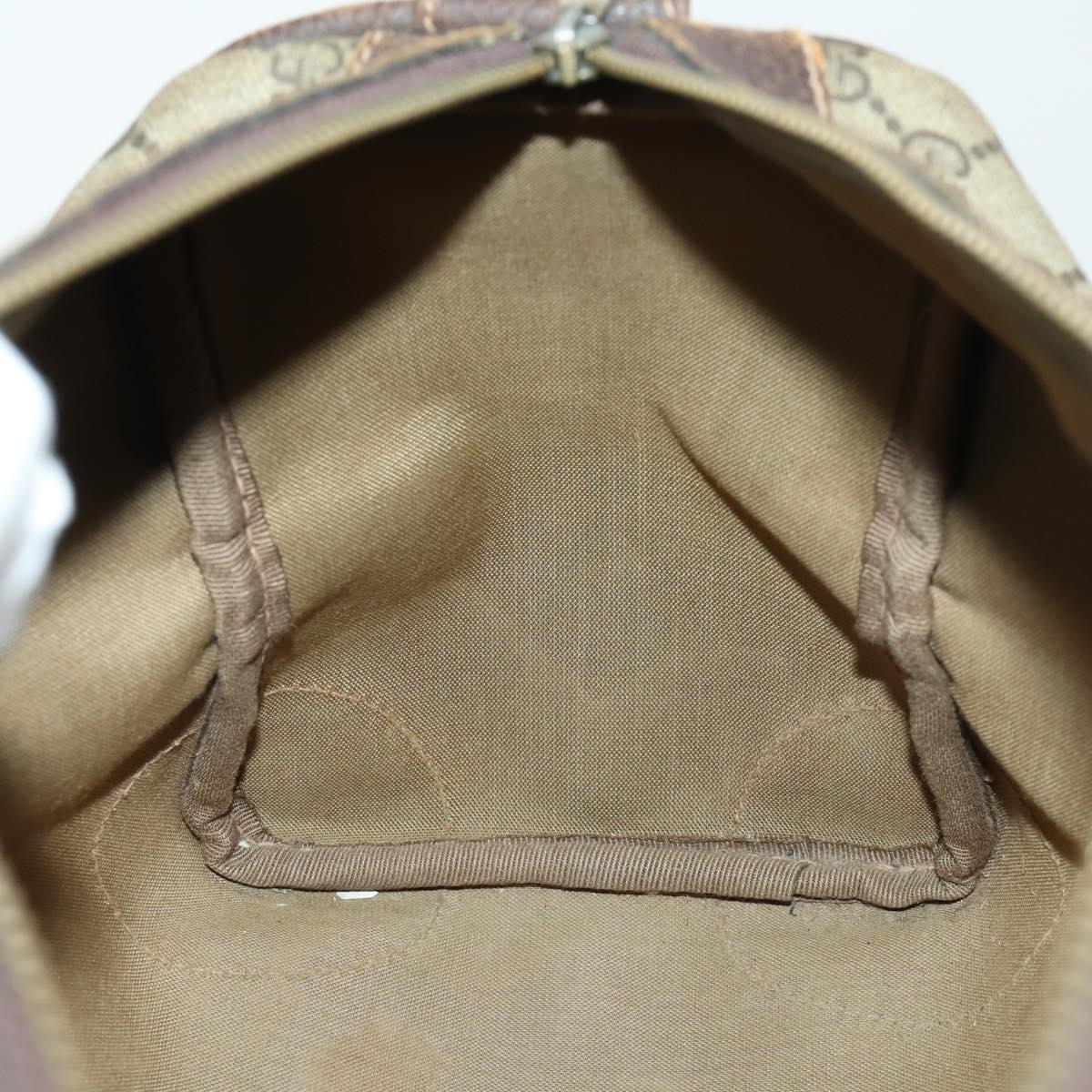 GUCCI GG Supreme Web Sherry Line Boston Bag PVC Beige Gold Auth gh1531