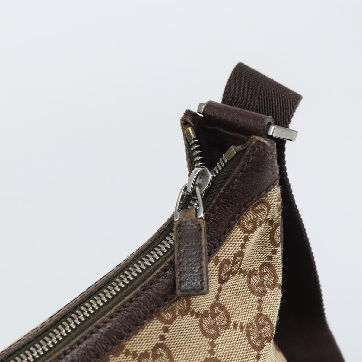GUCCI GG Canvas Shoulder Bag Beige Silver 131211 Auth gh1532