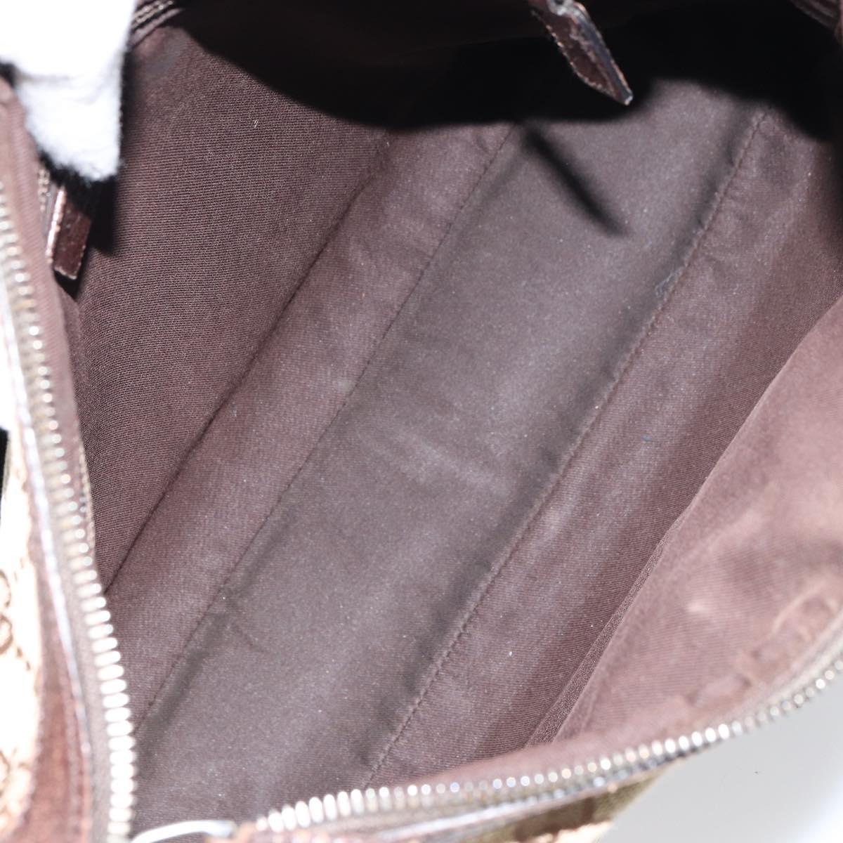 GUCCI GG Canvas Shoulder Bag Beige Silver 131211 Auth gh1532