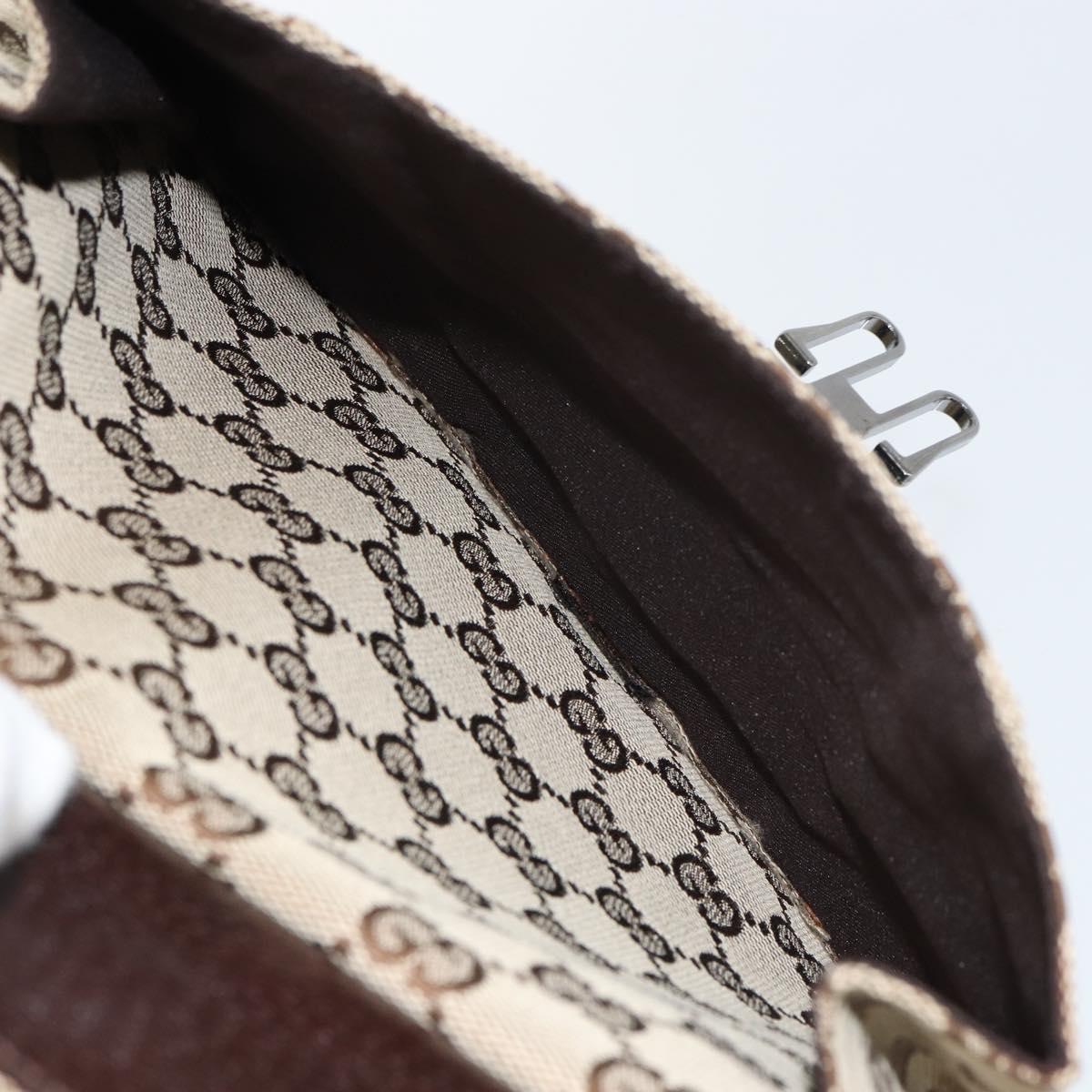 GUCCI GG Canvas Shoulder Bag Beige Silver 131211 Auth gh1532