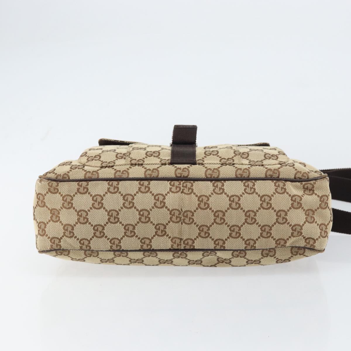 GUCCI GG Canvas Shoulder Bag Beige Silver 131211 Auth gh1532