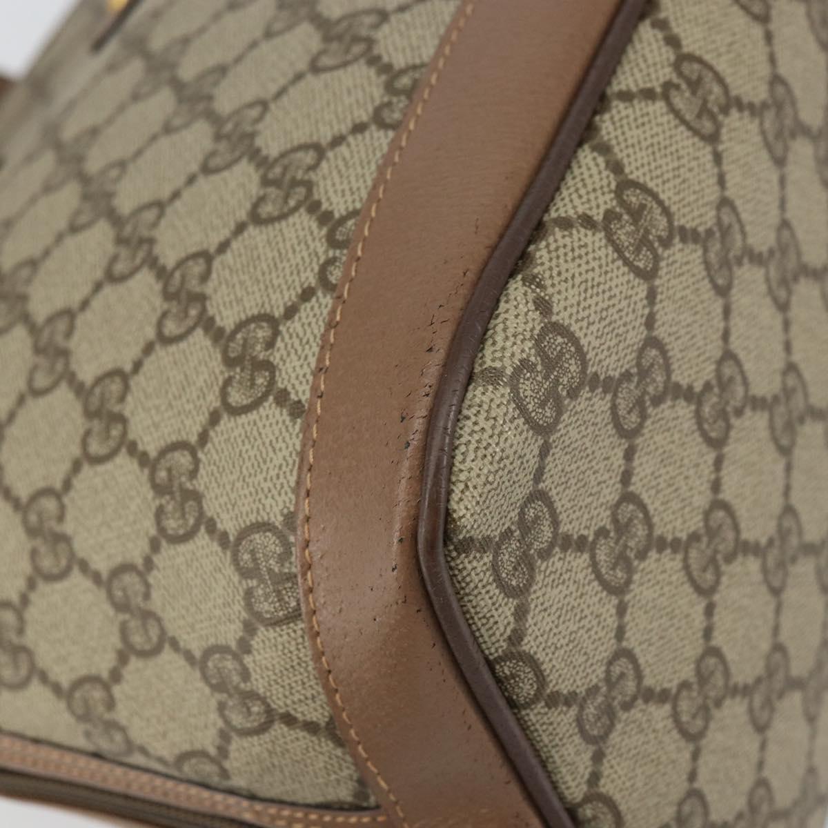 GUCCI GG Supreme Hand Bag PVC Beige Gold Auth gh1534