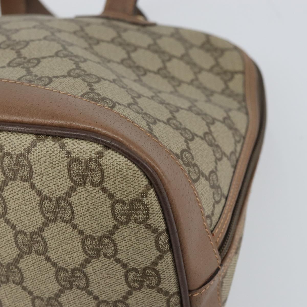 GUCCI GG Supreme Hand Bag PVC Beige Gold Auth gh1534