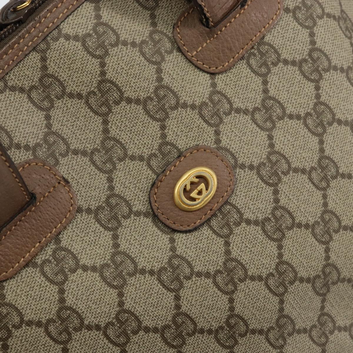 GUCCI GG Supreme Hand Bag PVC Beige Gold Auth gh1534
