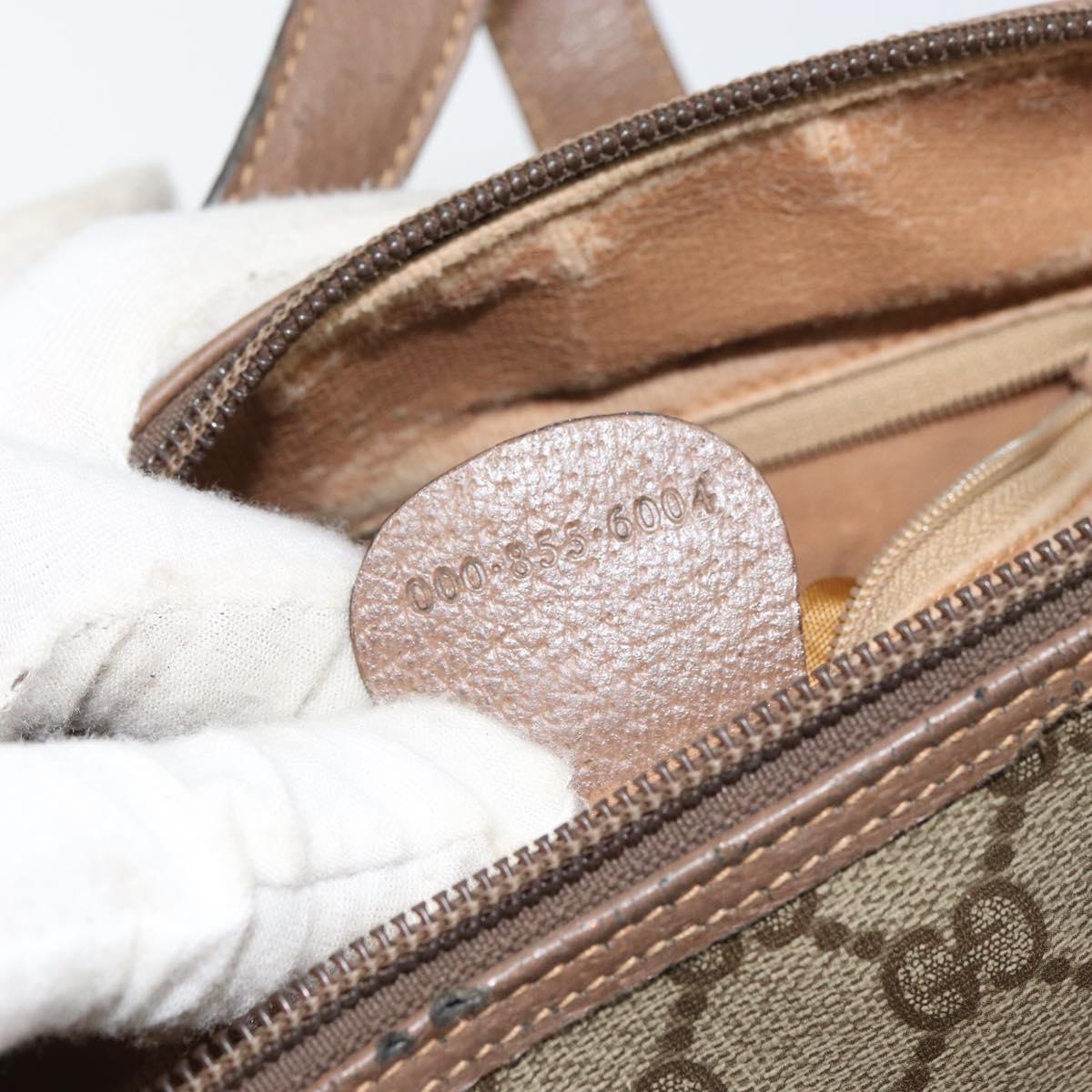 GUCCI GG Supreme Hand Bag PVC Beige Gold Auth gh1534