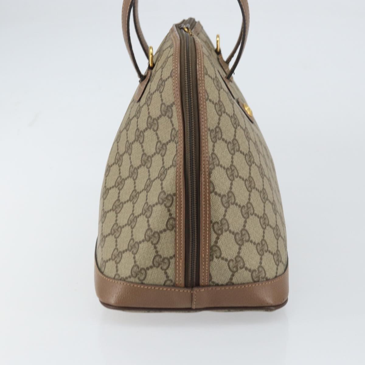 GUCCI GG Supreme Hand Bag PVC Beige Gold Auth gh1534