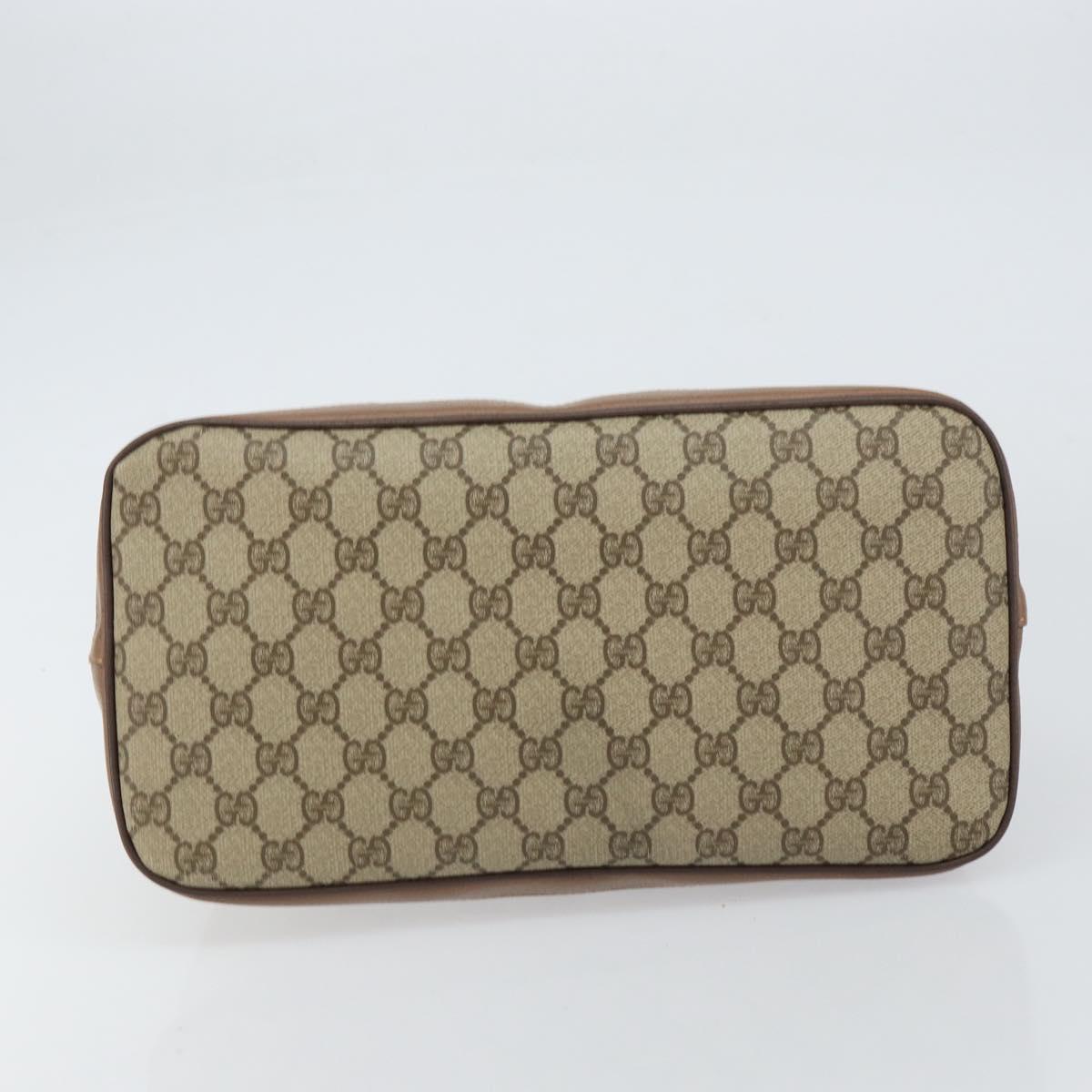 GUCCI GG Supreme Hand Bag PVC Beige Gold Auth gh1534