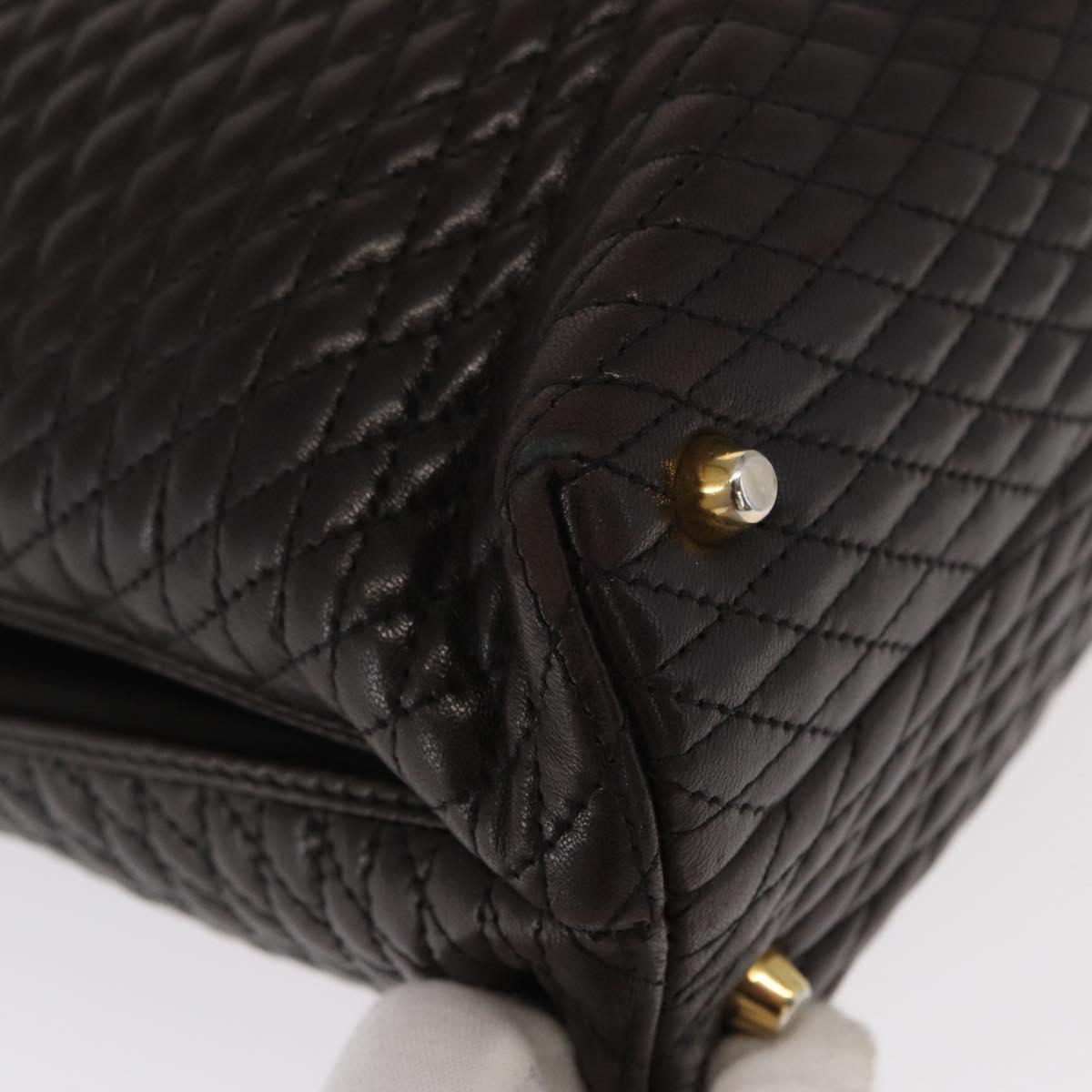 BALLY Chain Shoulder Bag Leather Brown Gold Auth gh1537