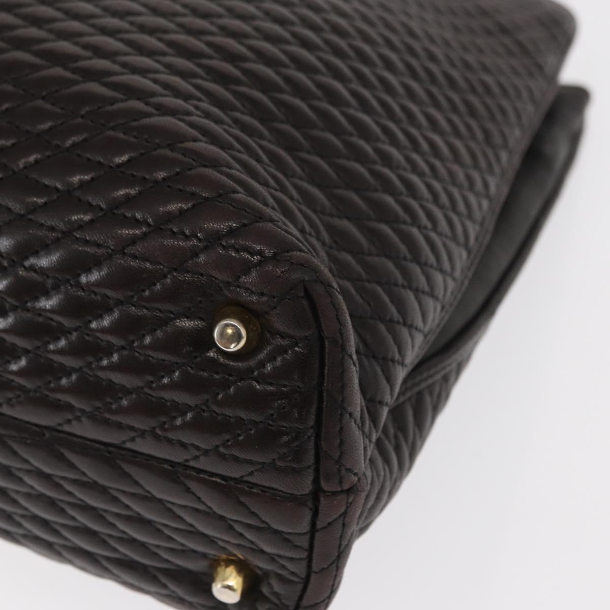 BALLY Chain Shoulder Bag Leather Brown Gold Auth gh1537