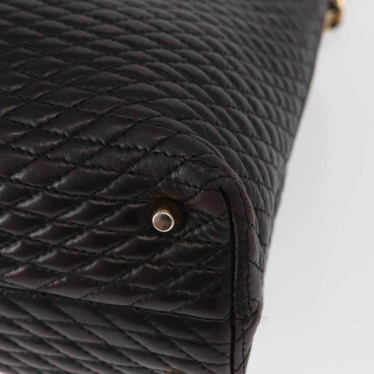 BALLY Chain Shoulder Bag Leather Brown Gold Auth gh1537