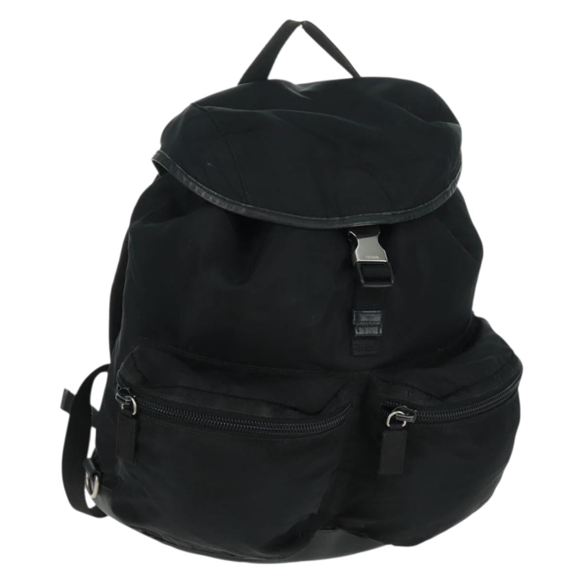 PRADA Backpack Nylon Black Silver Auth gh1538