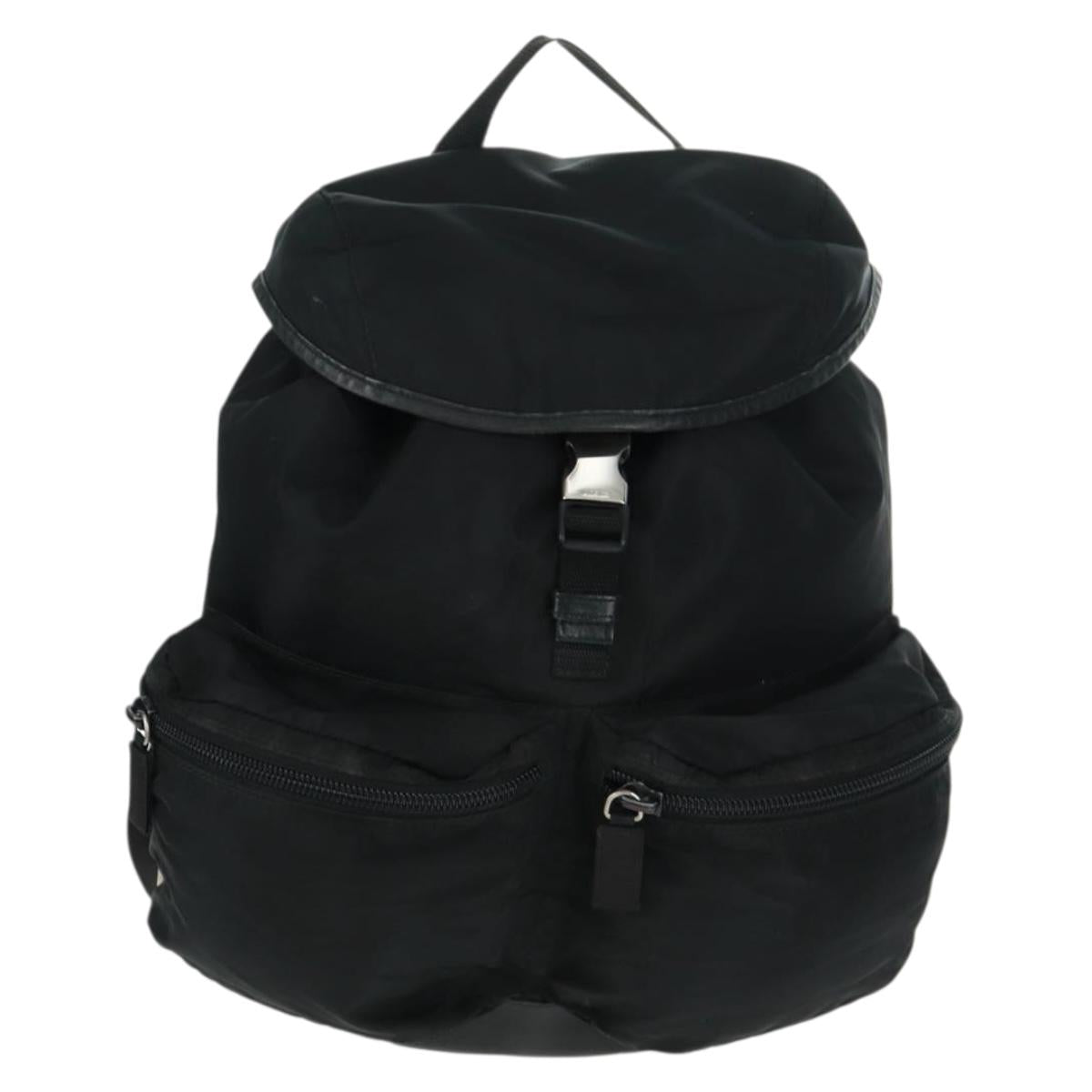 PRADA Backpack Nylon Black Silver Auth gh1538