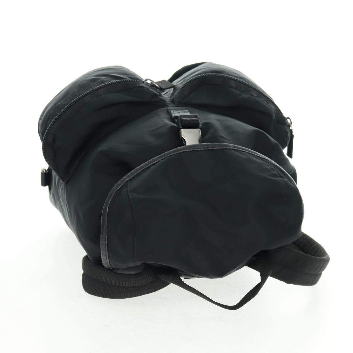 PRADA Backpack Nylon Black Silver Auth gh1538