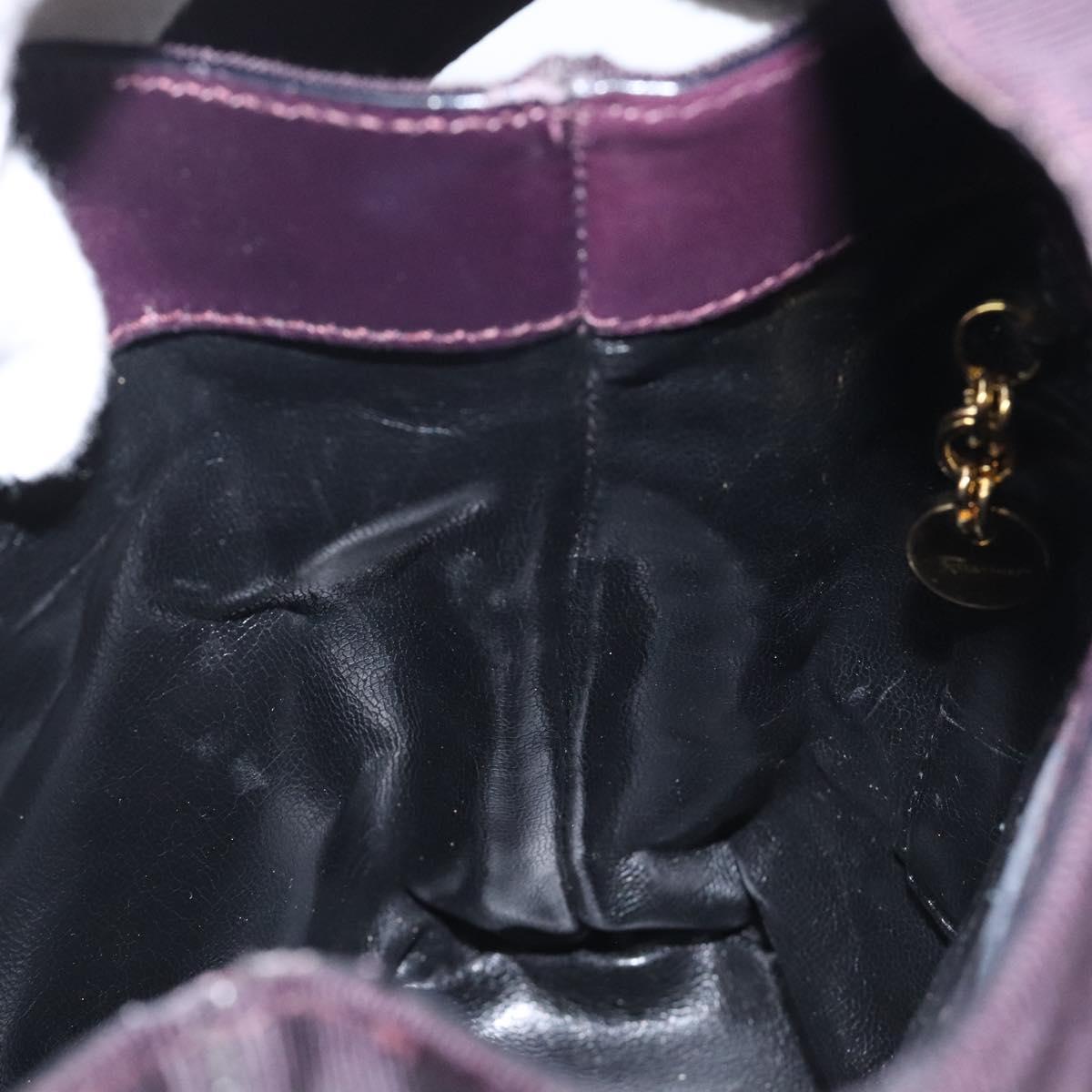 Salvatore Ferragamo Vala Hand Bag Canvas Purple Gold Auth gh154