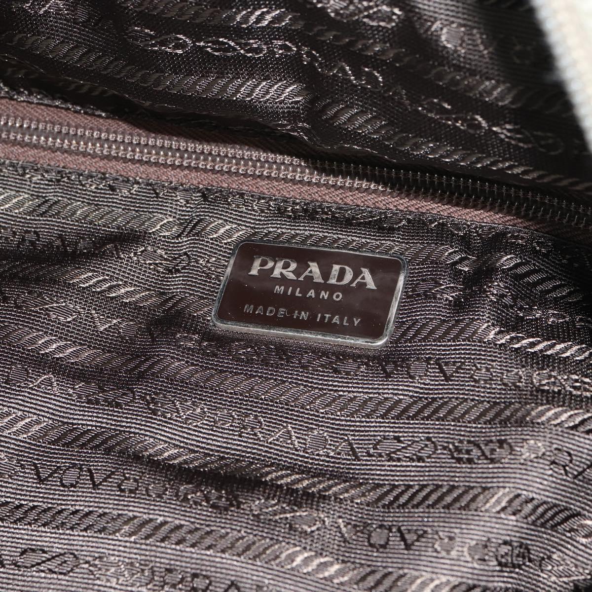 PRADA Tote Bag Nylon Khaki Silver Auth gh1543