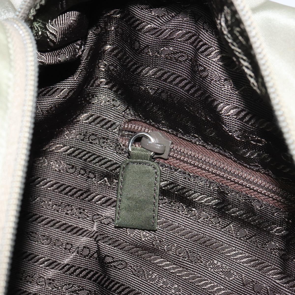 PRADA Tote Bag Nylon Khaki Silver Auth gh1543