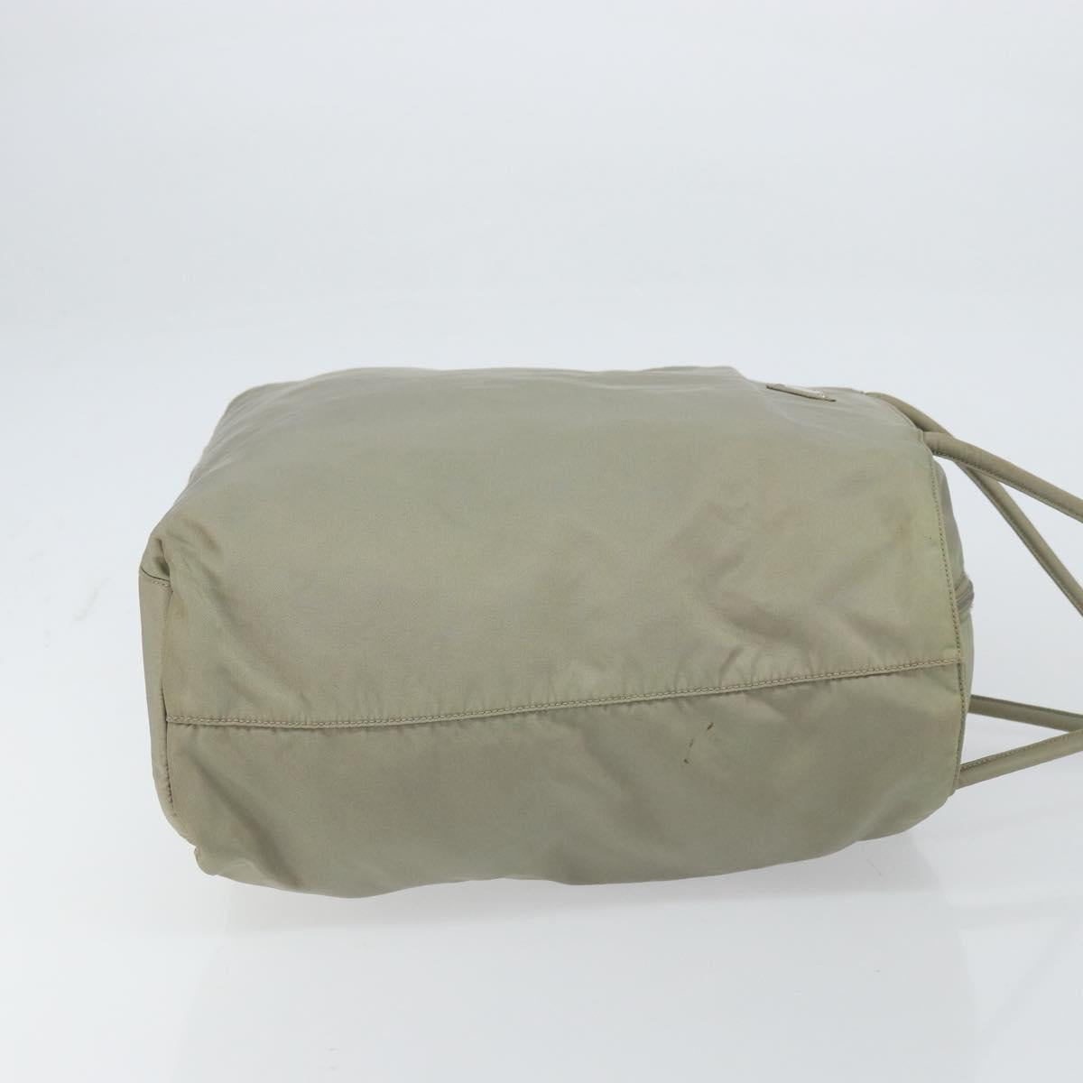 PRADA Tote Bag Nylon Khaki Silver Auth gh1543
