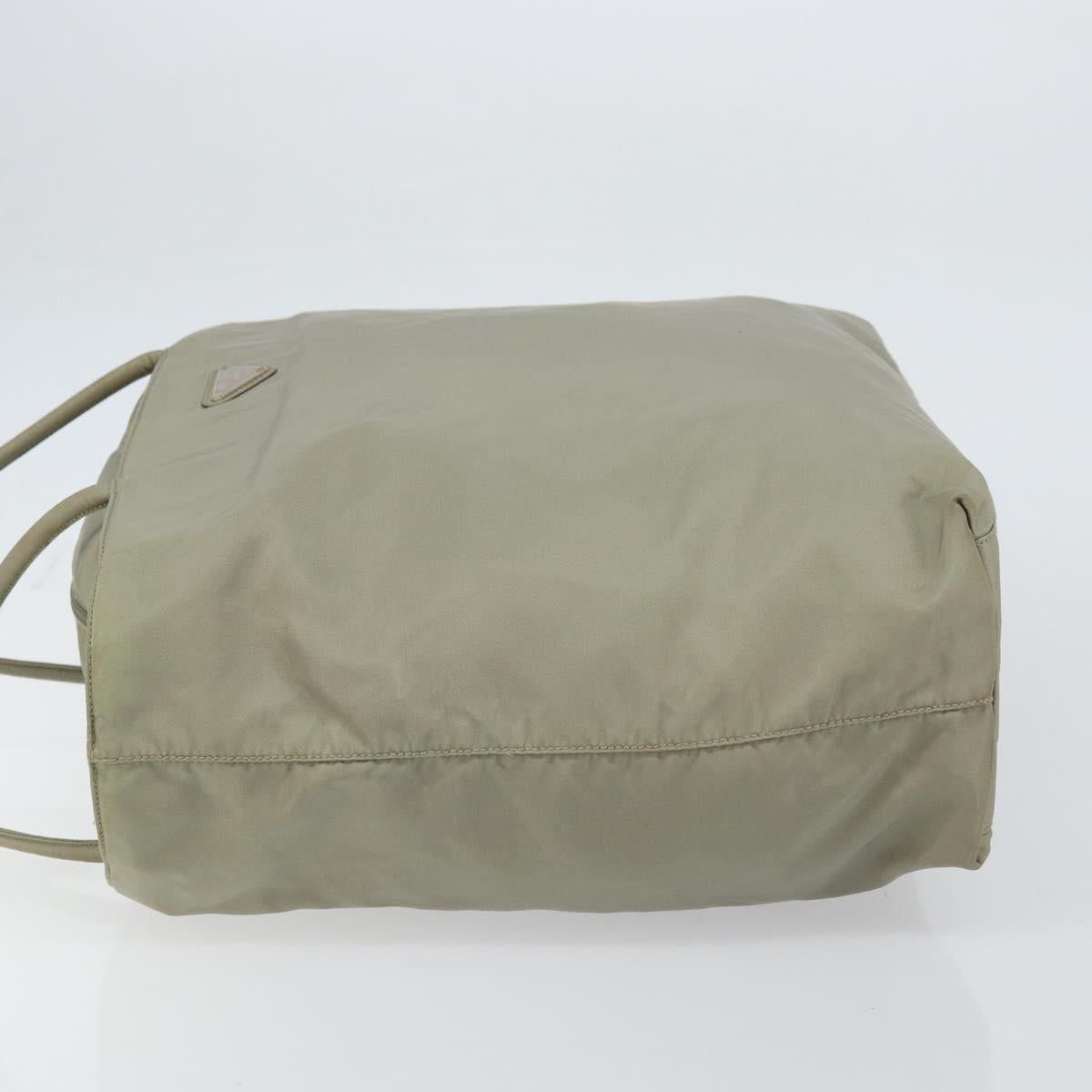 PRADA Tote Bag Nylon Khaki Silver Auth gh1543